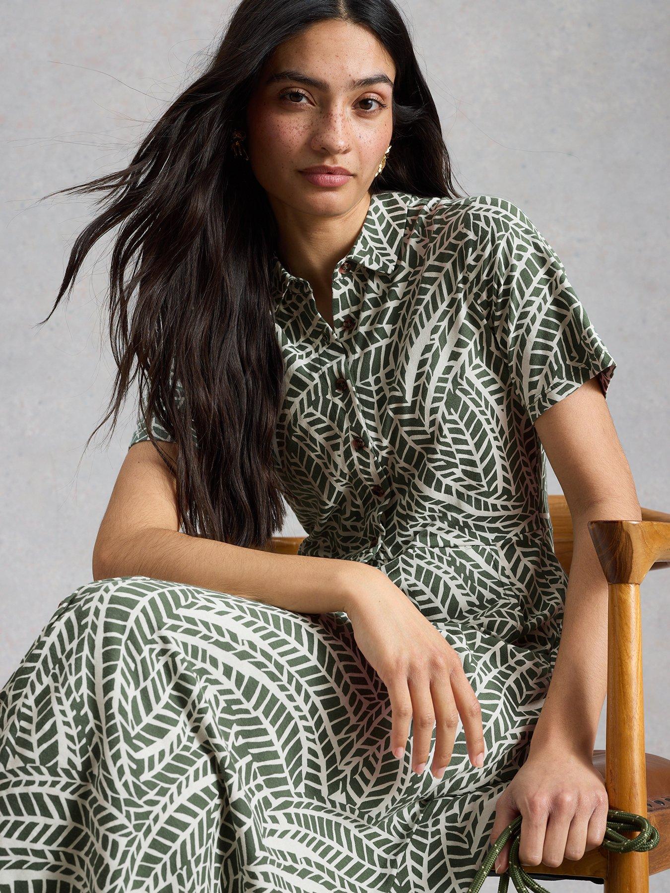Image 4 of 6 of White Stuff Rua Jersey Shirt Dress - Green