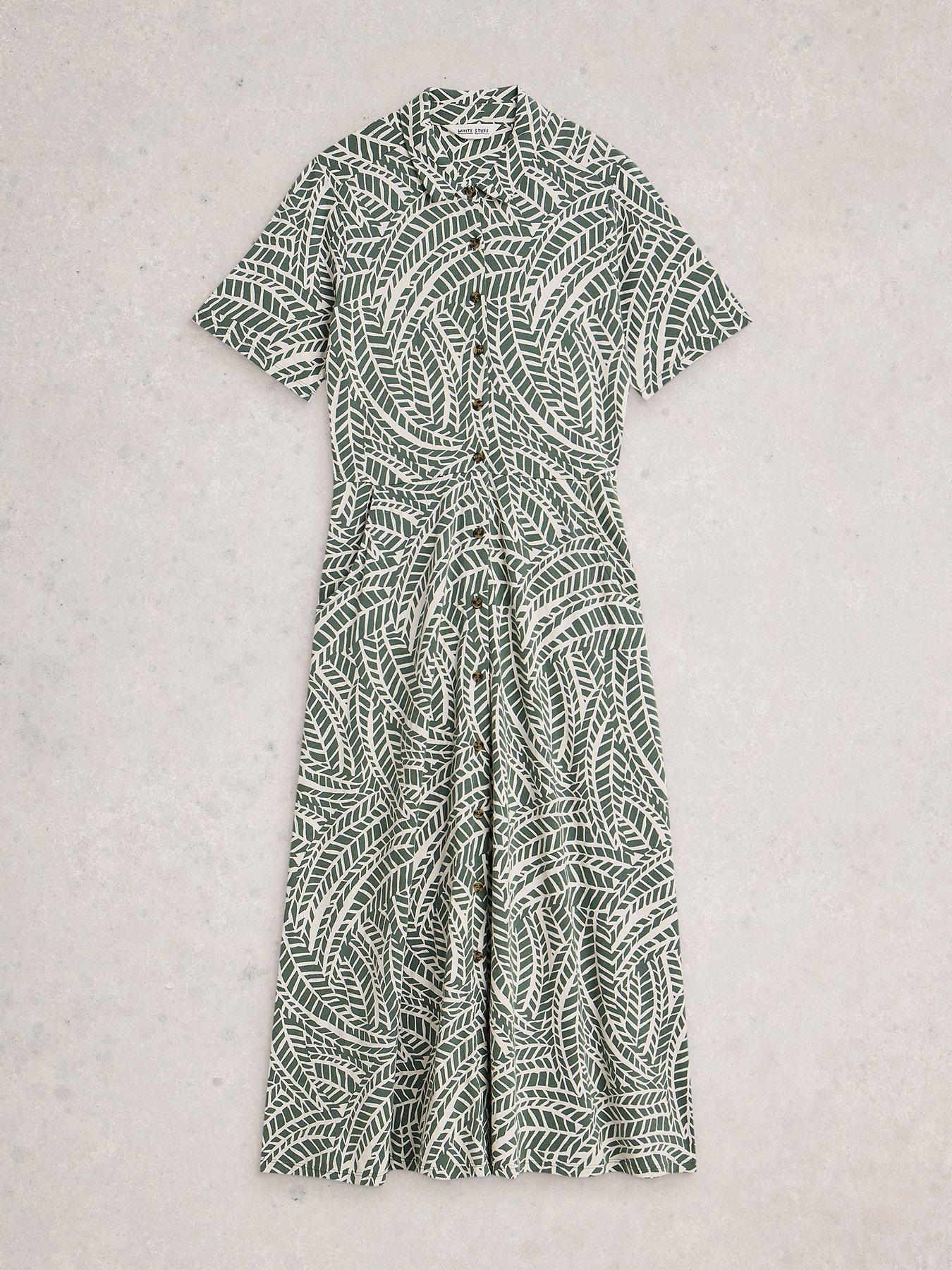 Image 5 of 6 of White Stuff Rua Jersey Shirt Dress - Green