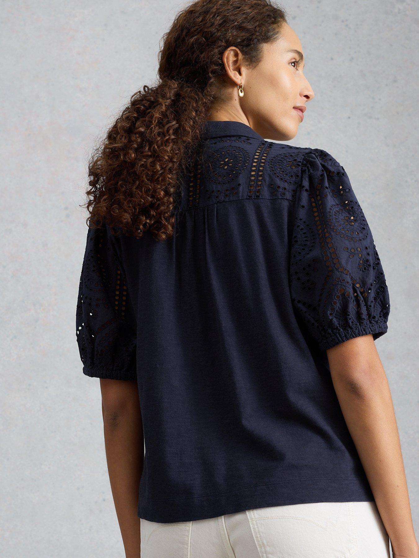 Image 2 of 6 of White Stuff Sandy Broderie Top - Blue