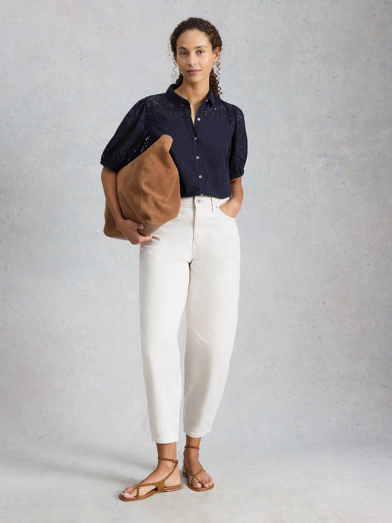 Image 3 of 6 of White Stuff Sandy Broderie Top - Blue
