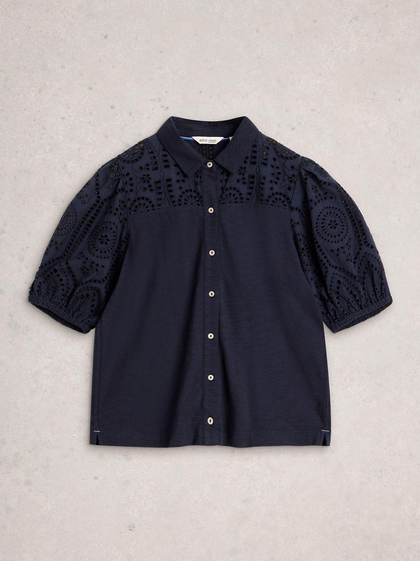 Image 5 of 6 of White Stuff Sandy Broderie Top - Blue