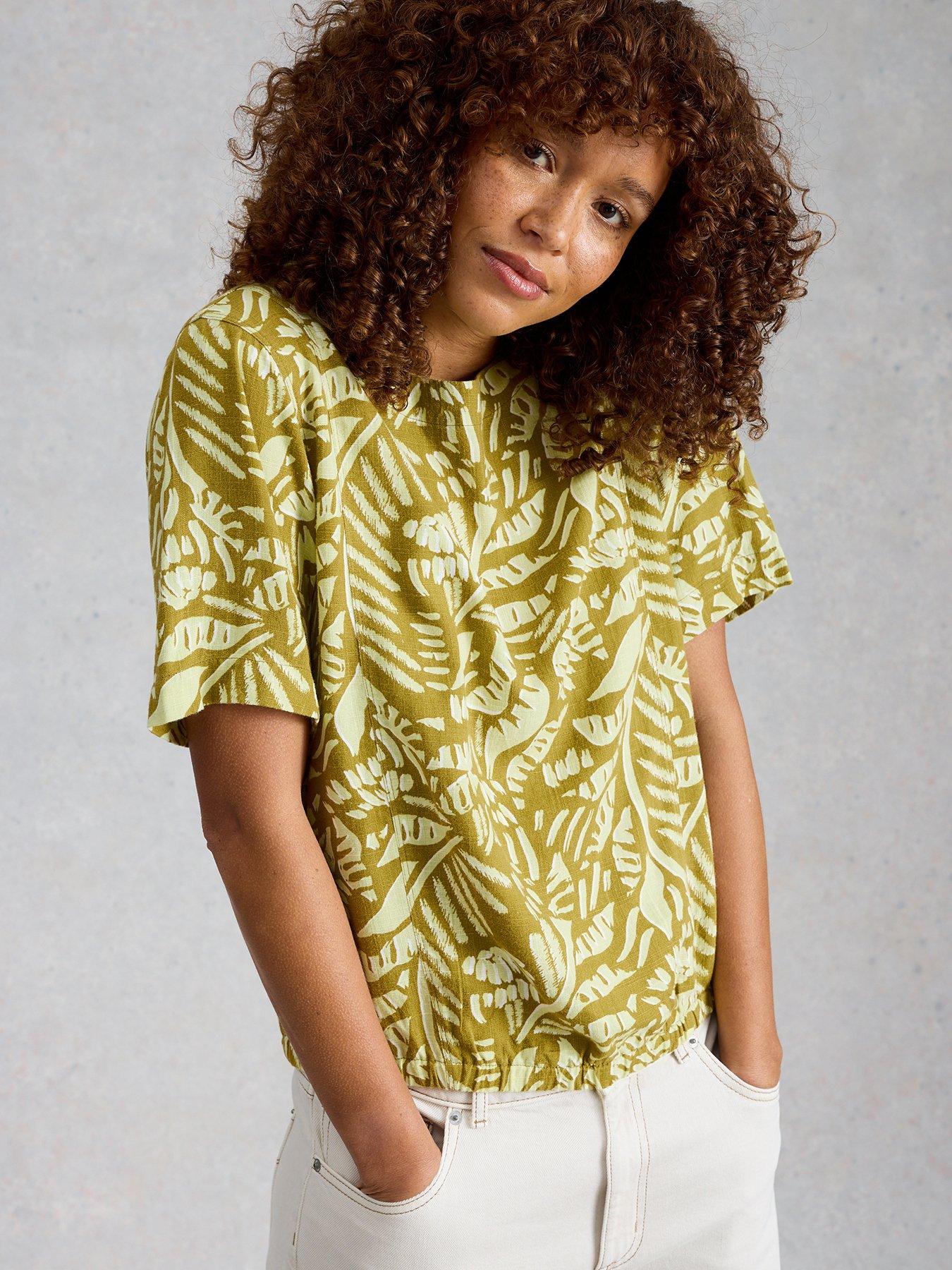 White Stuff Bree Linen Blend Top - Green