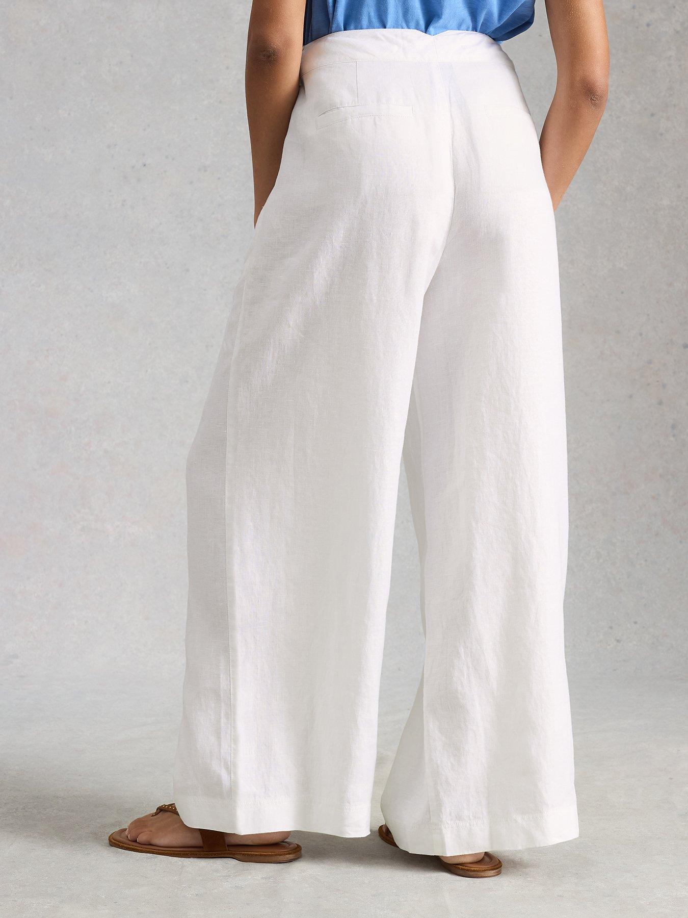 Image 2 of 6 of White Stuff Sasha Wide Leg Linen Trousers - White