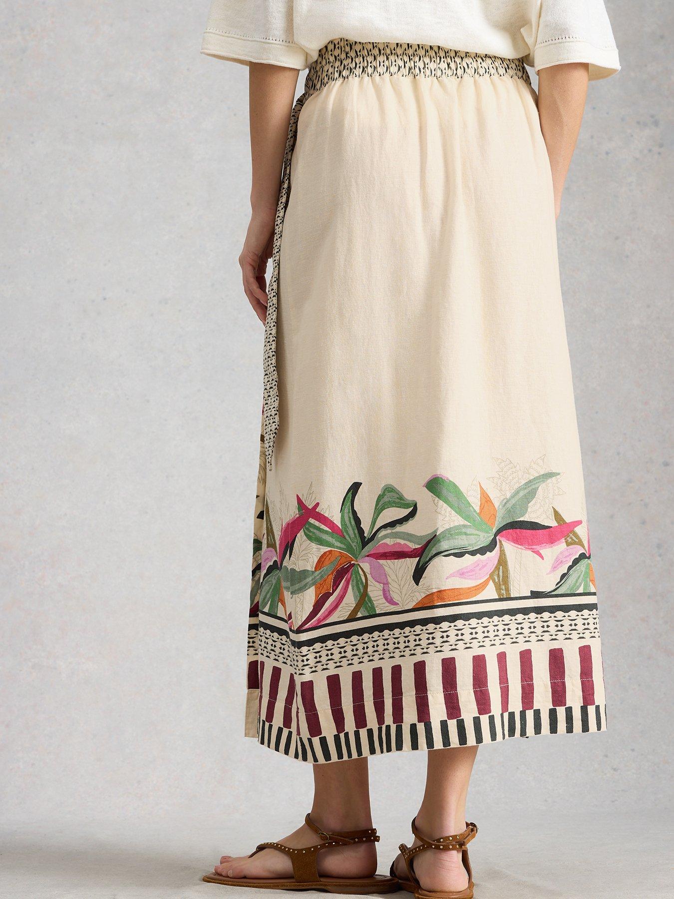 Image 2 of 6 of White Stuff Alba Linen Blend Wrap Skirt
