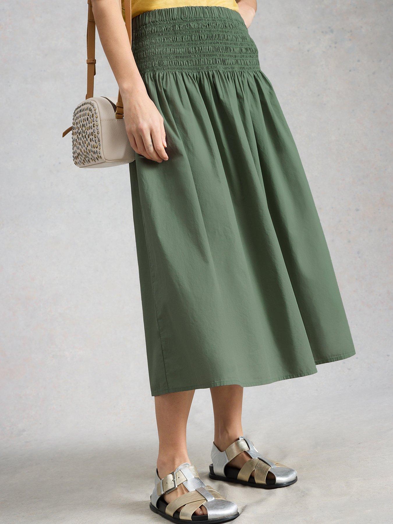 Image 1 of 6 of White Stuff Suri Shirred Midi Skirt