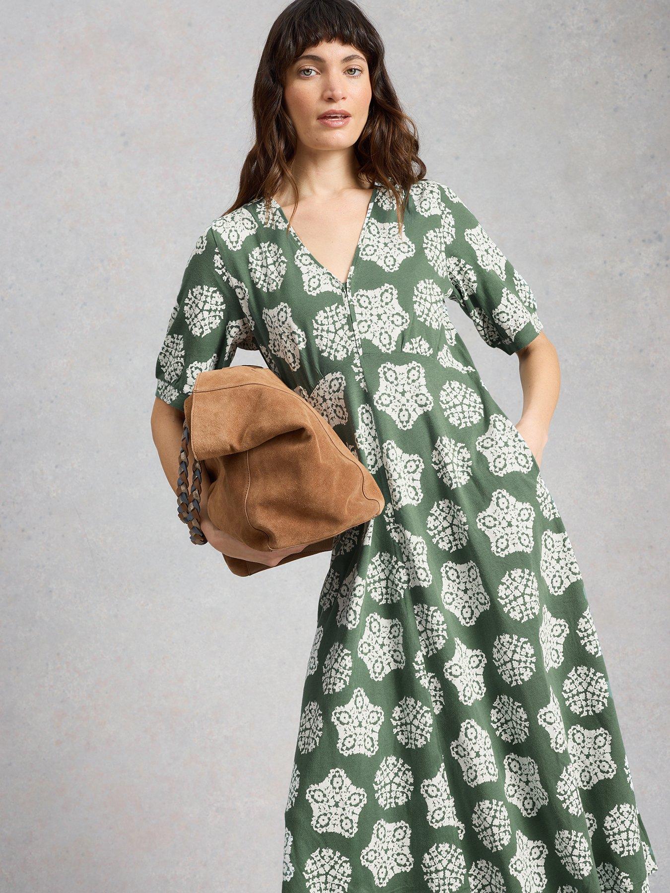 Image 1 of 6 of White Stuff Megan Jersey Dress - Green