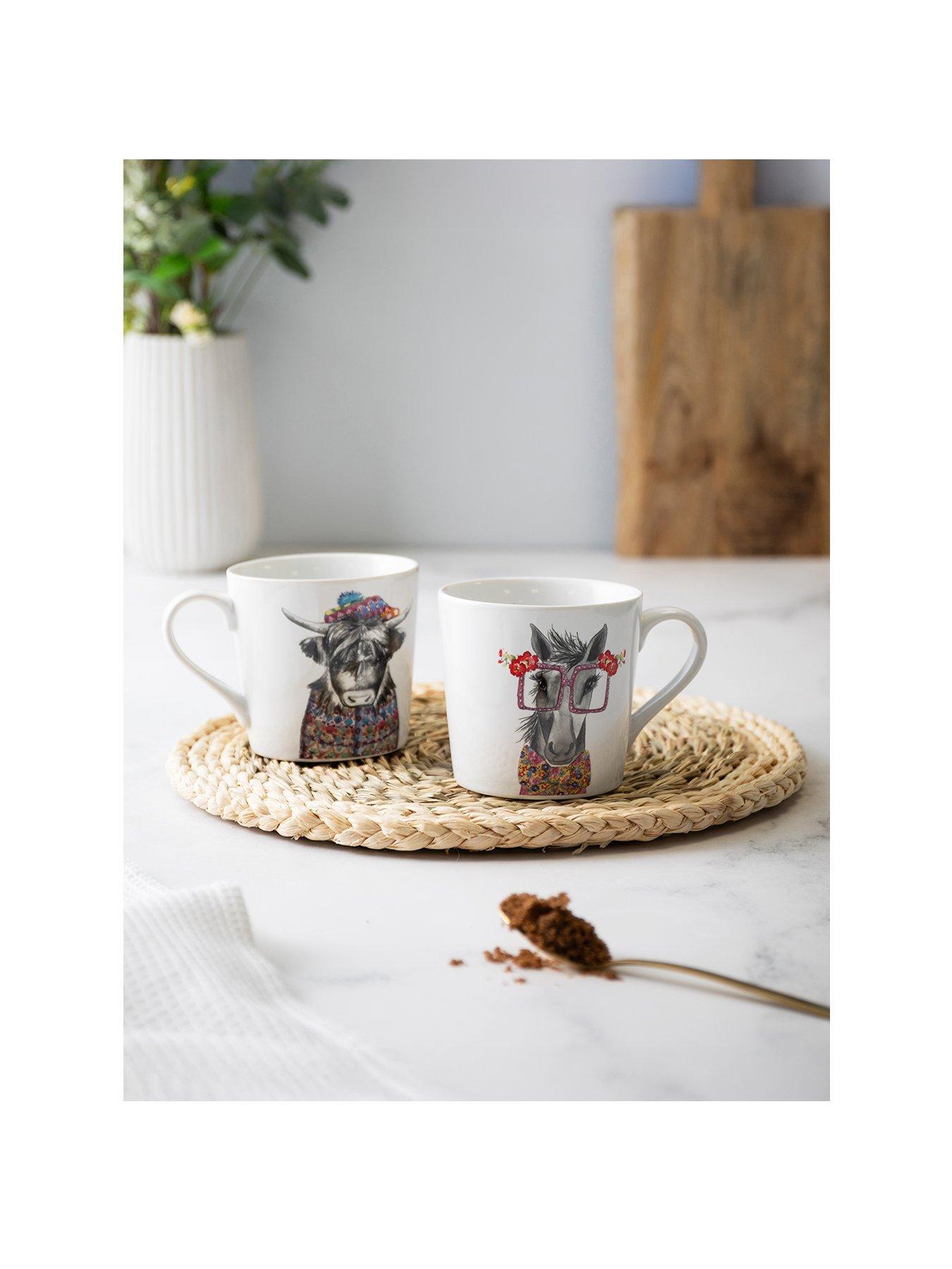 Mikasa Mikasa Tipperleyhill China Mugs, Cow  &  Horse, Set of 2