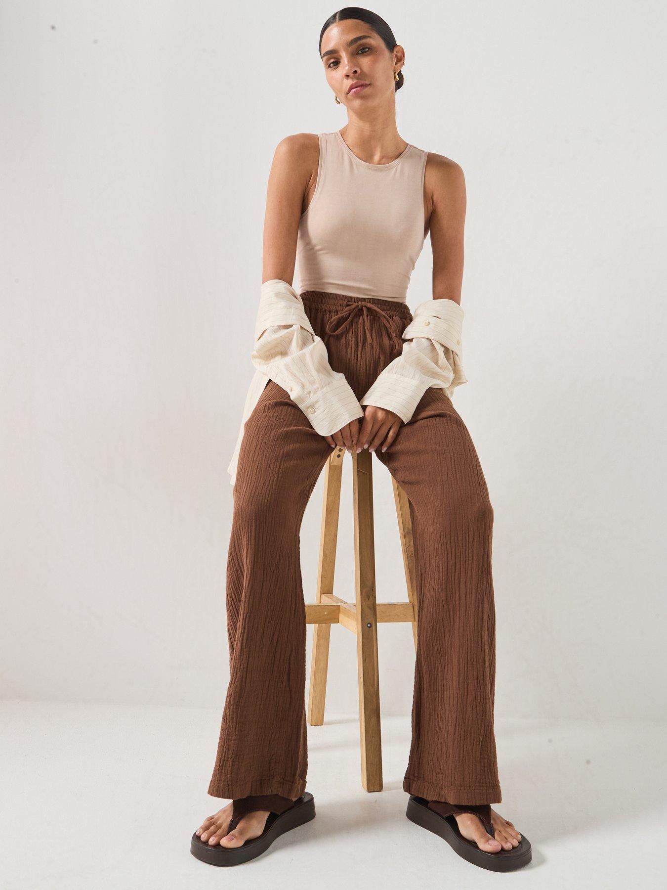 Image 6 of 6 of Only Onlthyra Long Pant Noos Wvn - Brown