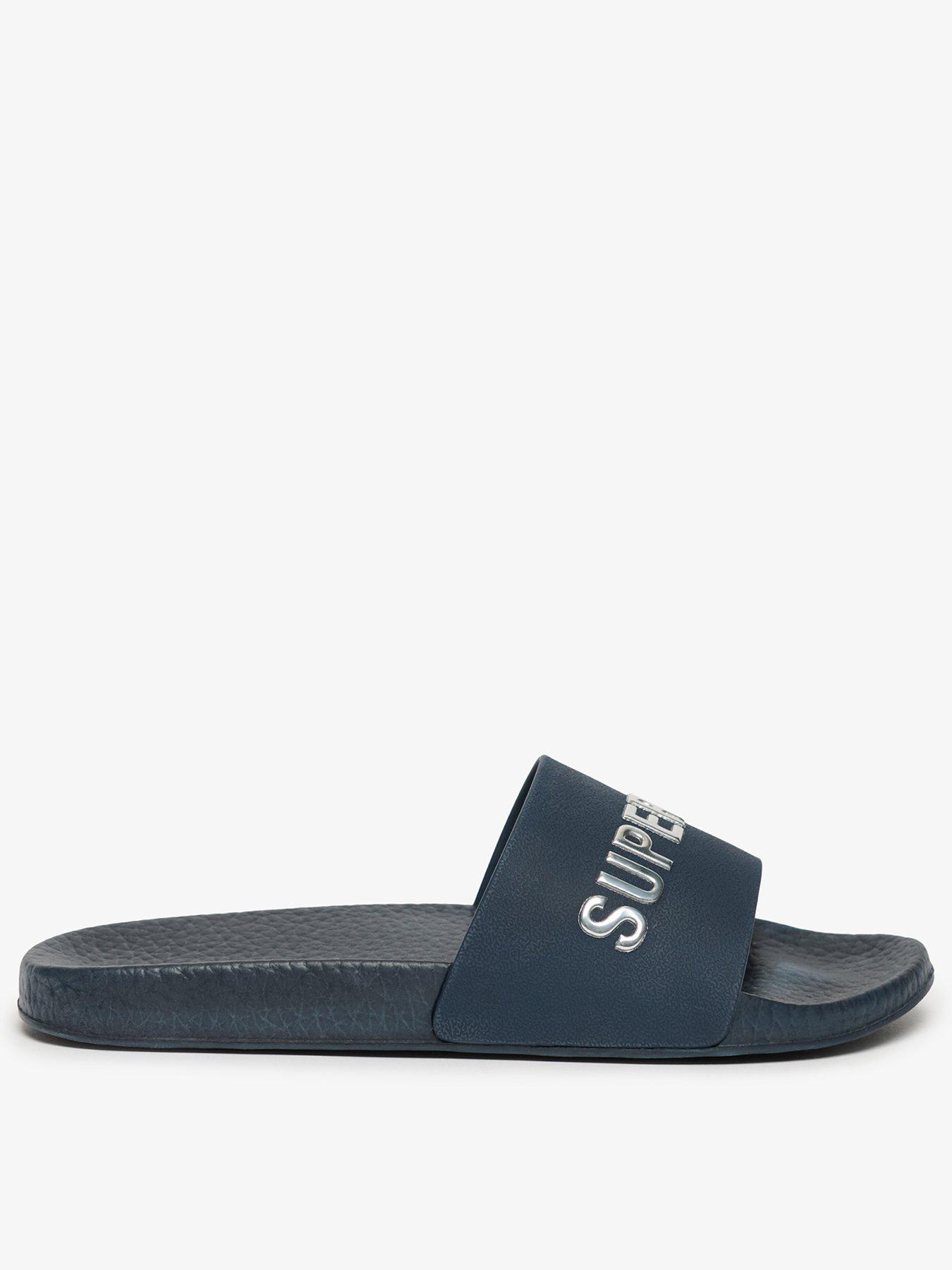 Image 1 of 6 of Superdry Towelling Pool Sliders - Blue