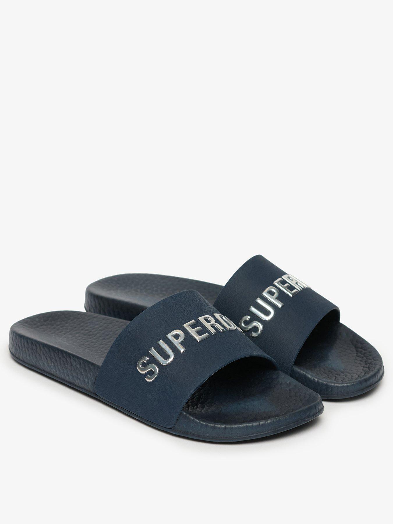 Image 2 of 6 of Superdry Towelling Pool Sliders - Blue