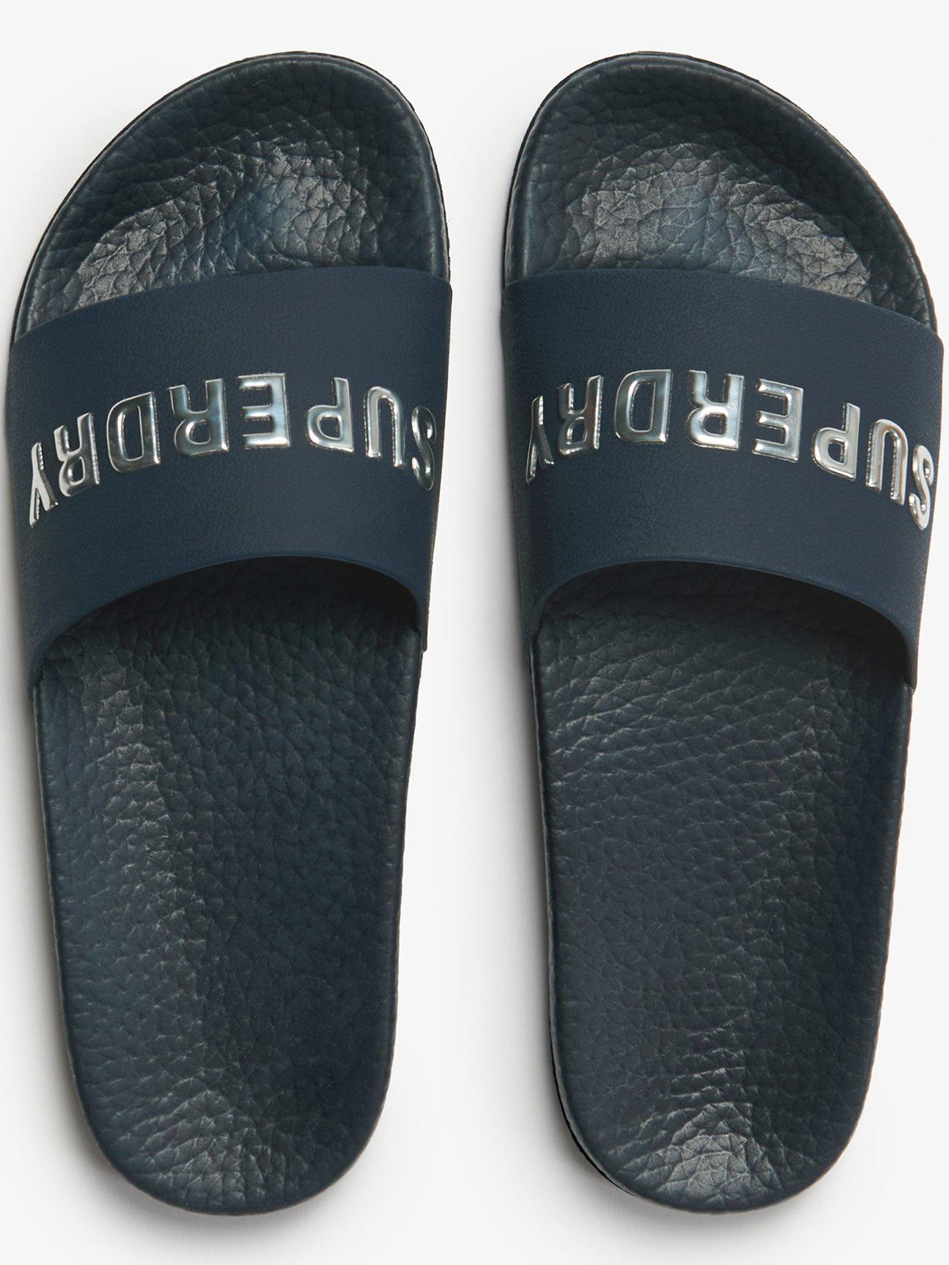 Image 4 of 6 of Superdry Towelling Pool Sliders - Blue
