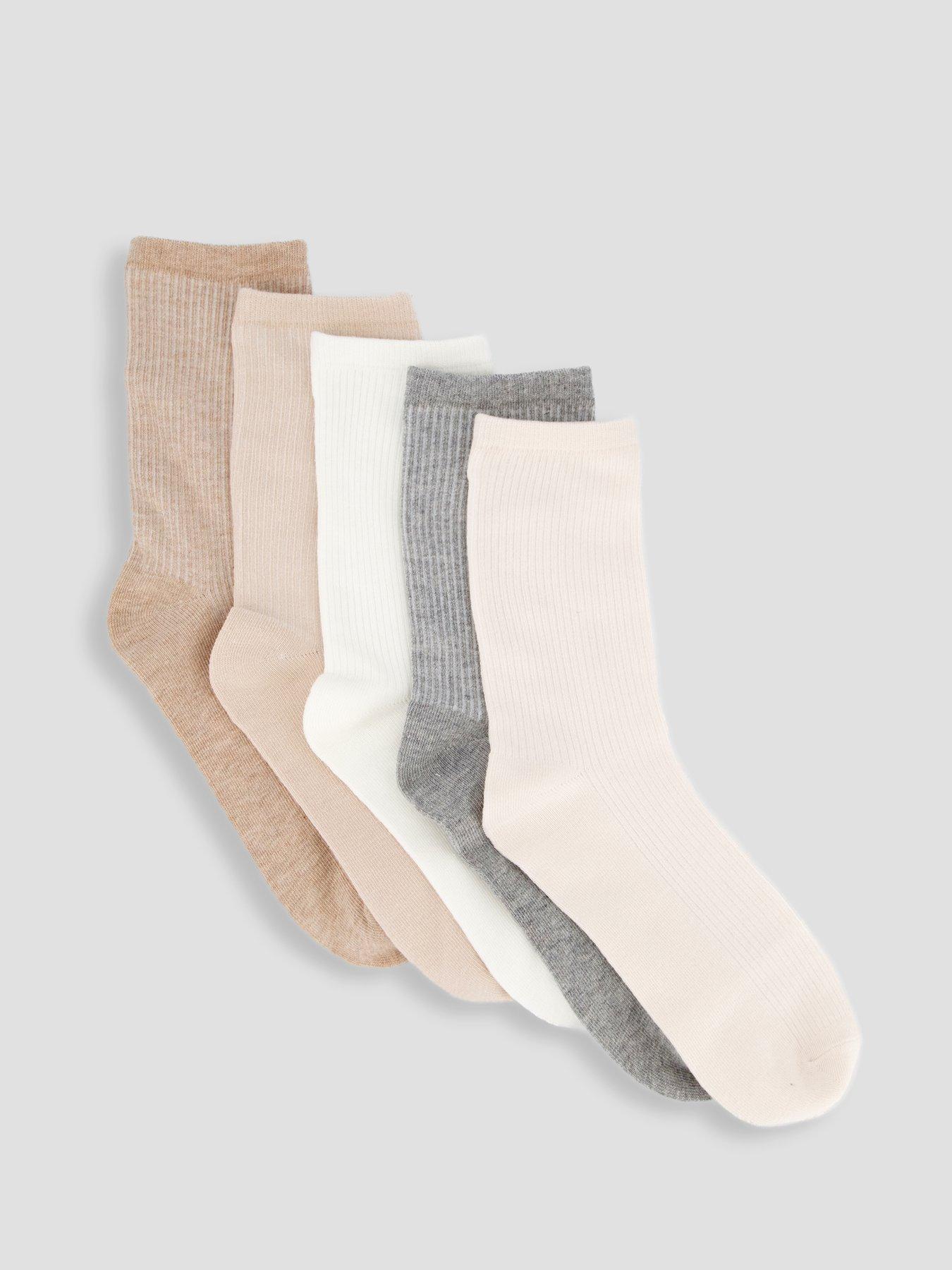 The Very Collection 5 Pack Rib Ankle Socks - Neutral