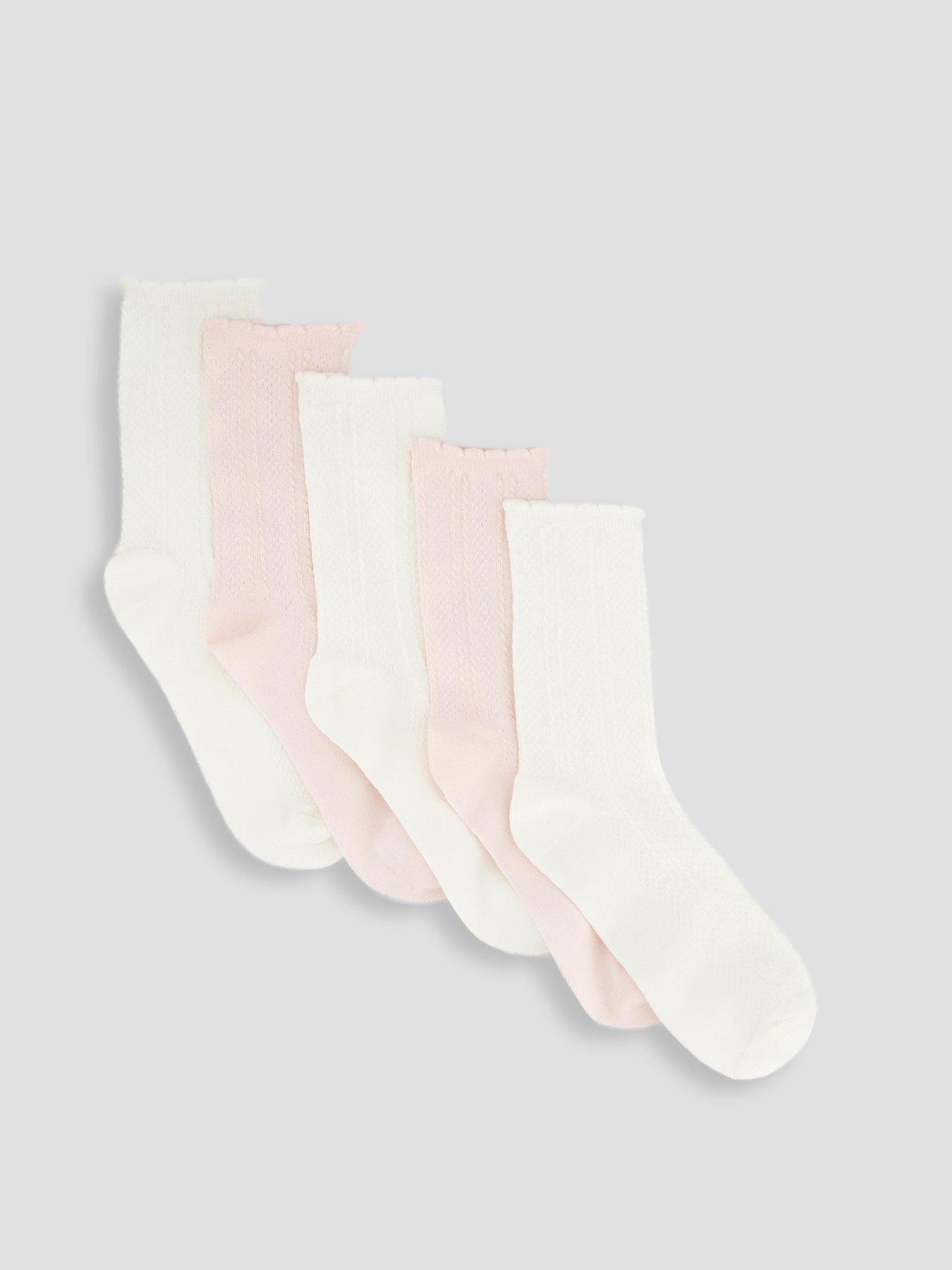 Image 1 of 4 of The Very Collection 5 Pack Pointelle Ankle Socks - Pink