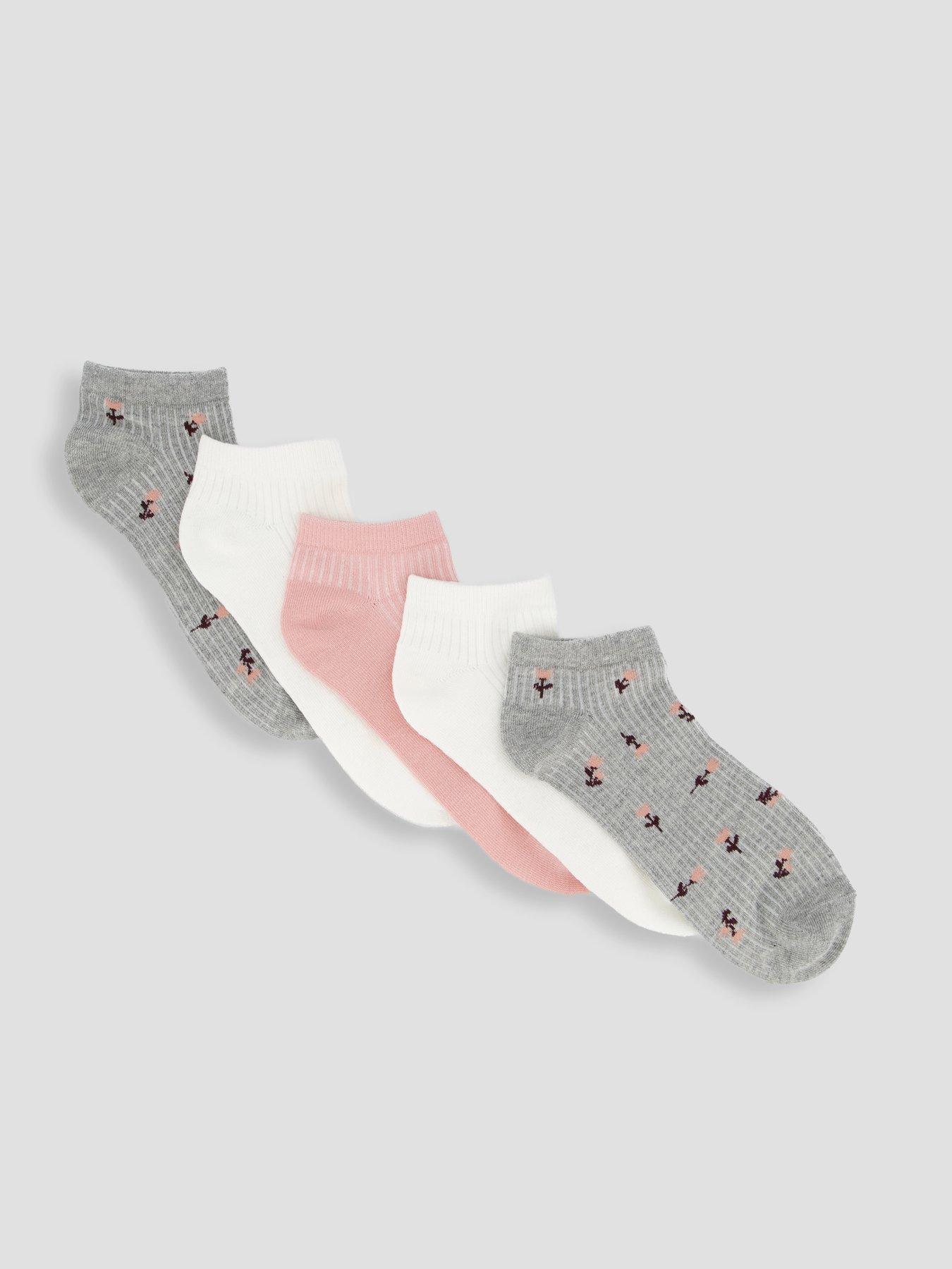 Image 1 of 4 of The Very Collection 5 Pack Printed Floral Trainer Liner Socks - Multi