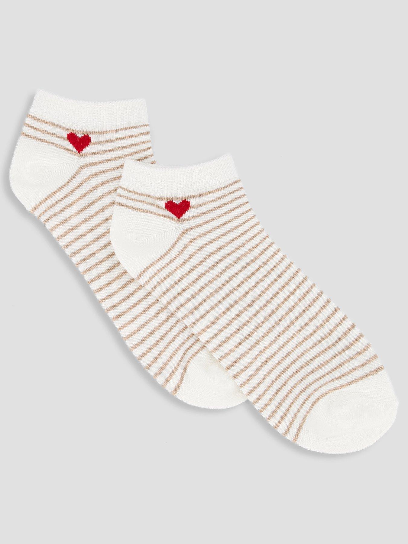 Image 2 of 4 of The Very Collection 5 Pack Printed Heart Trainer Liner Socks - Multi