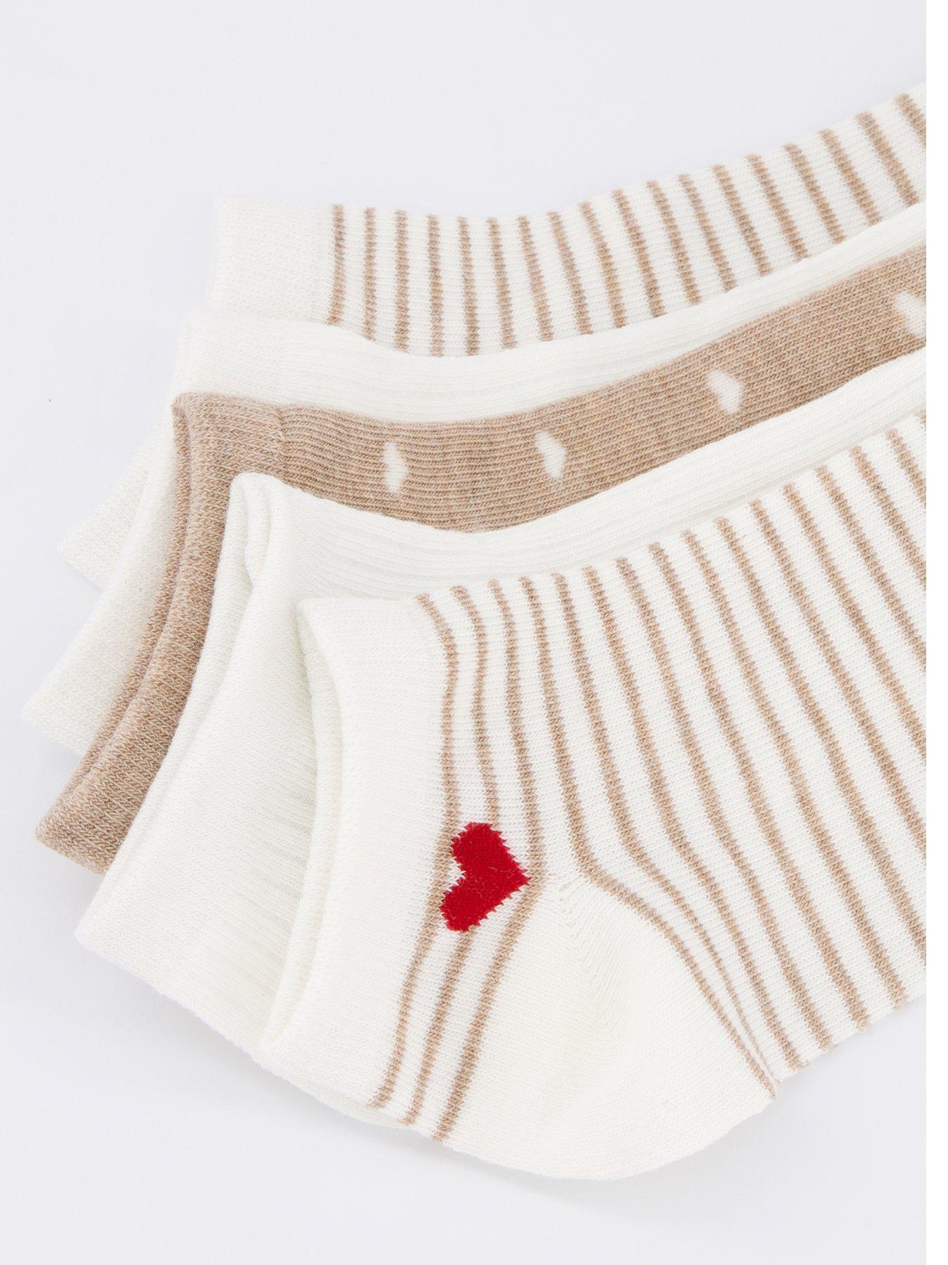 Image 3 of 4 of The Very Collection 5 Pack Printed Heart Trainer Liner Socks - Multi