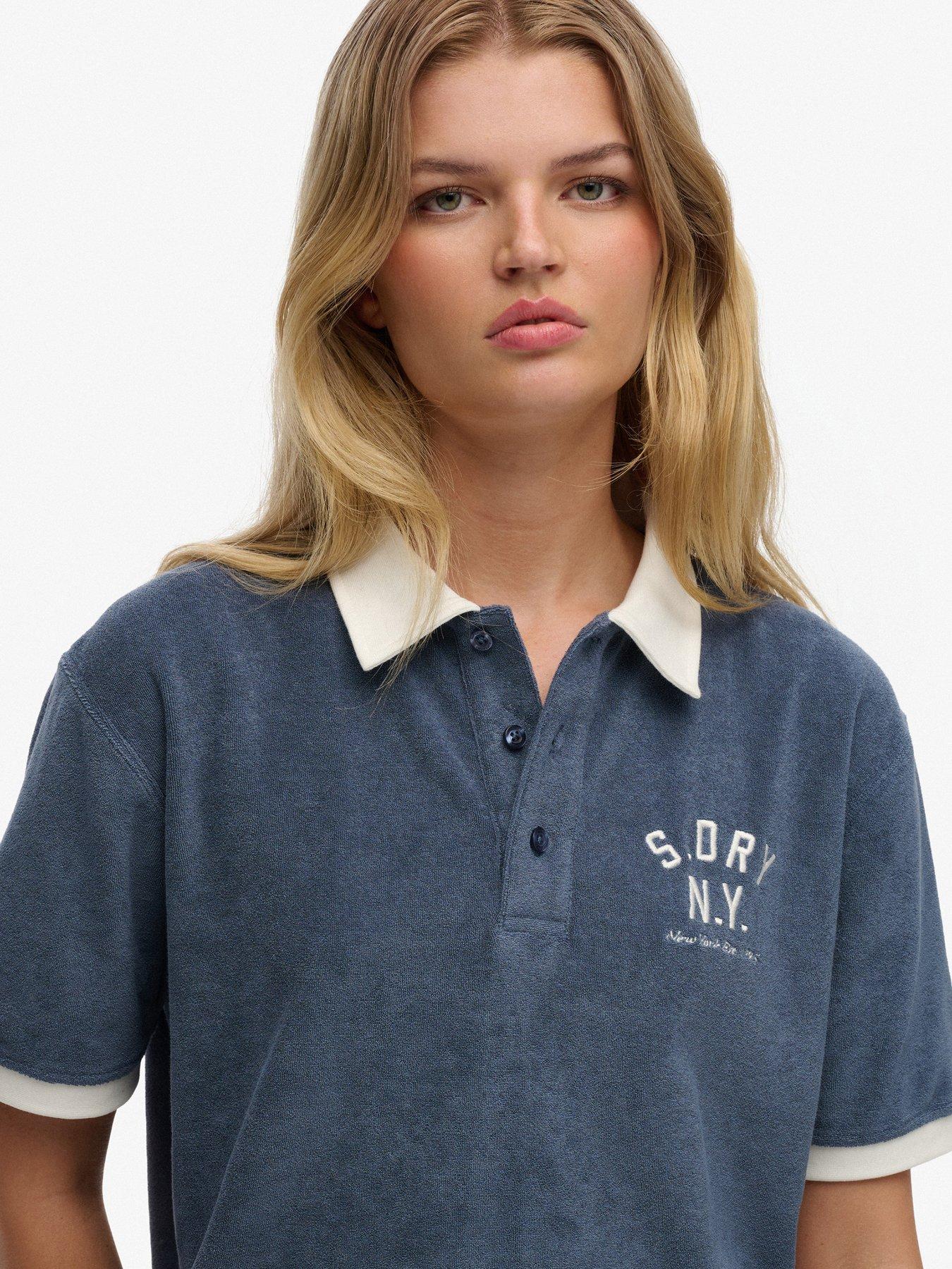 Image 4 of 6 of Superdry Heritage Terry Polo - Blue