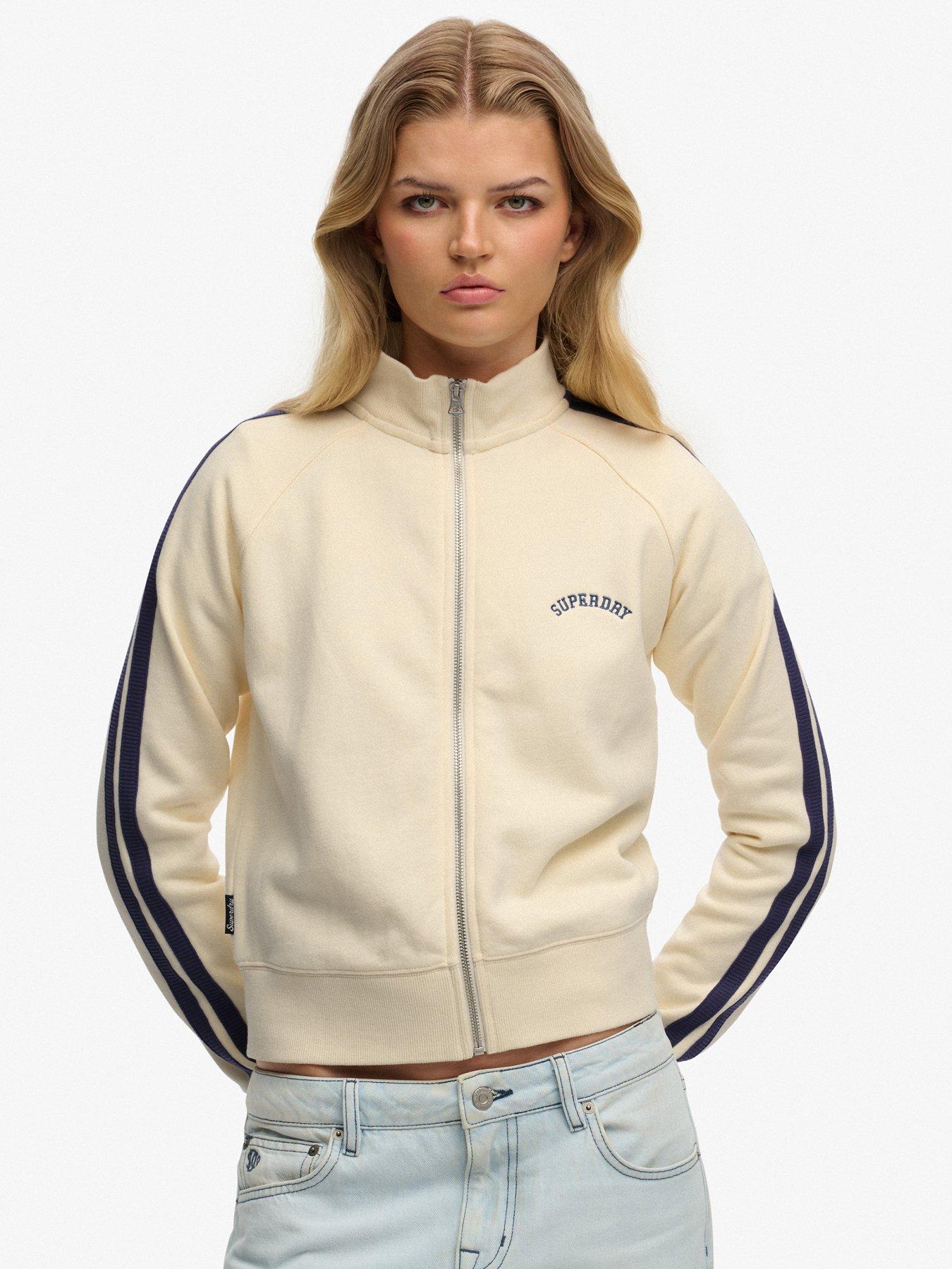 Image 1 of 5 of Superdry Essential Logo Zip Track Top - White