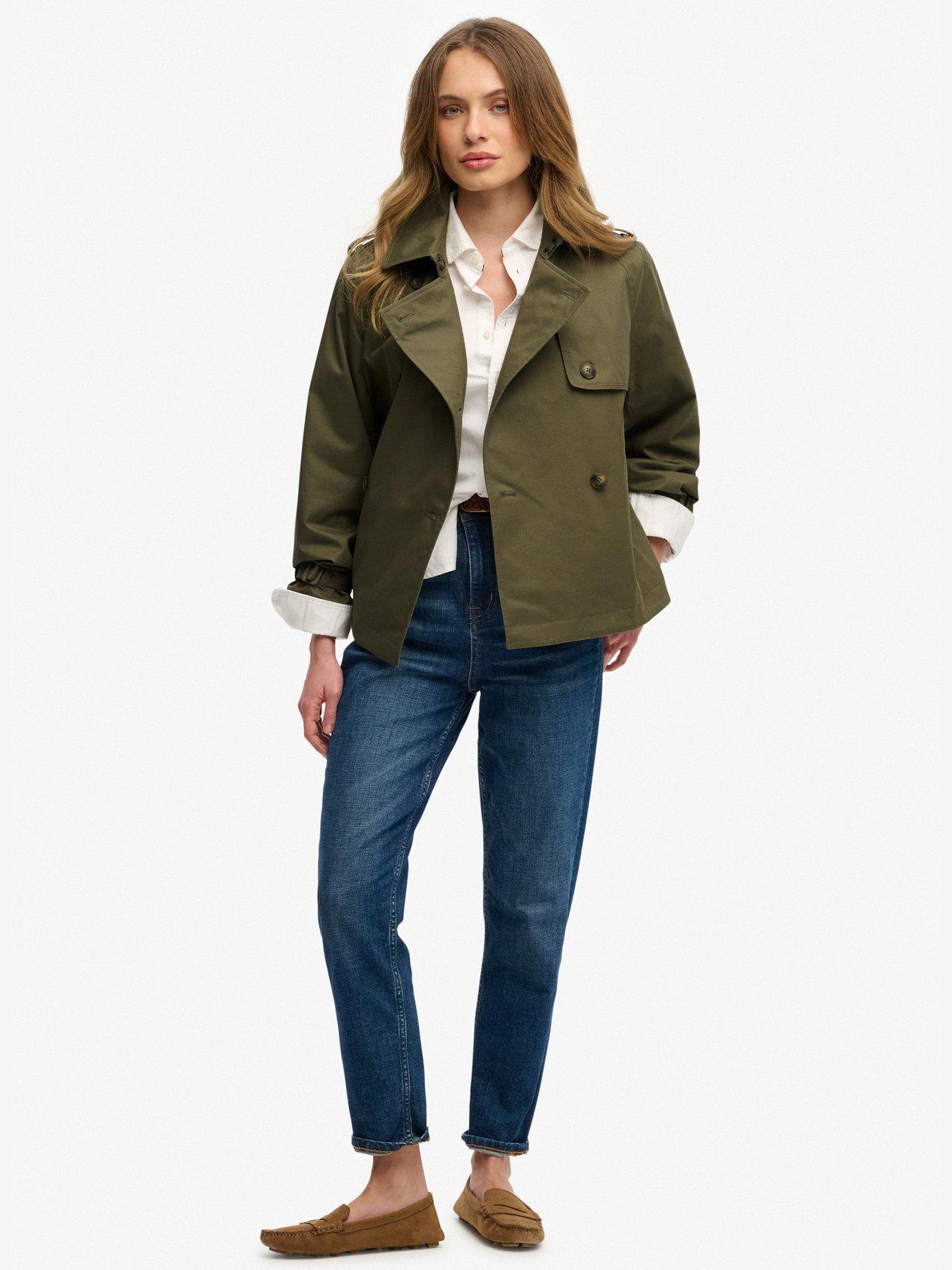 Image 3 of 7 of Superdry Short Trench Coat - Green