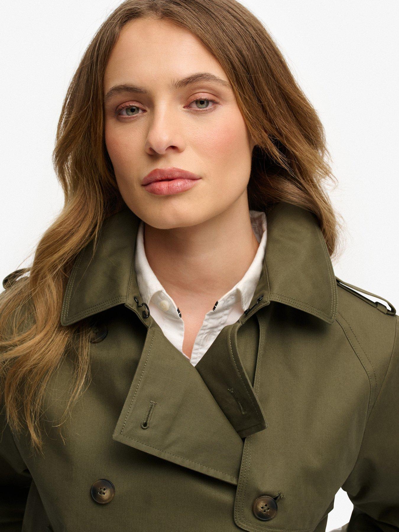 Image 4 of 7 of Superdry Short Trench Coat - Green