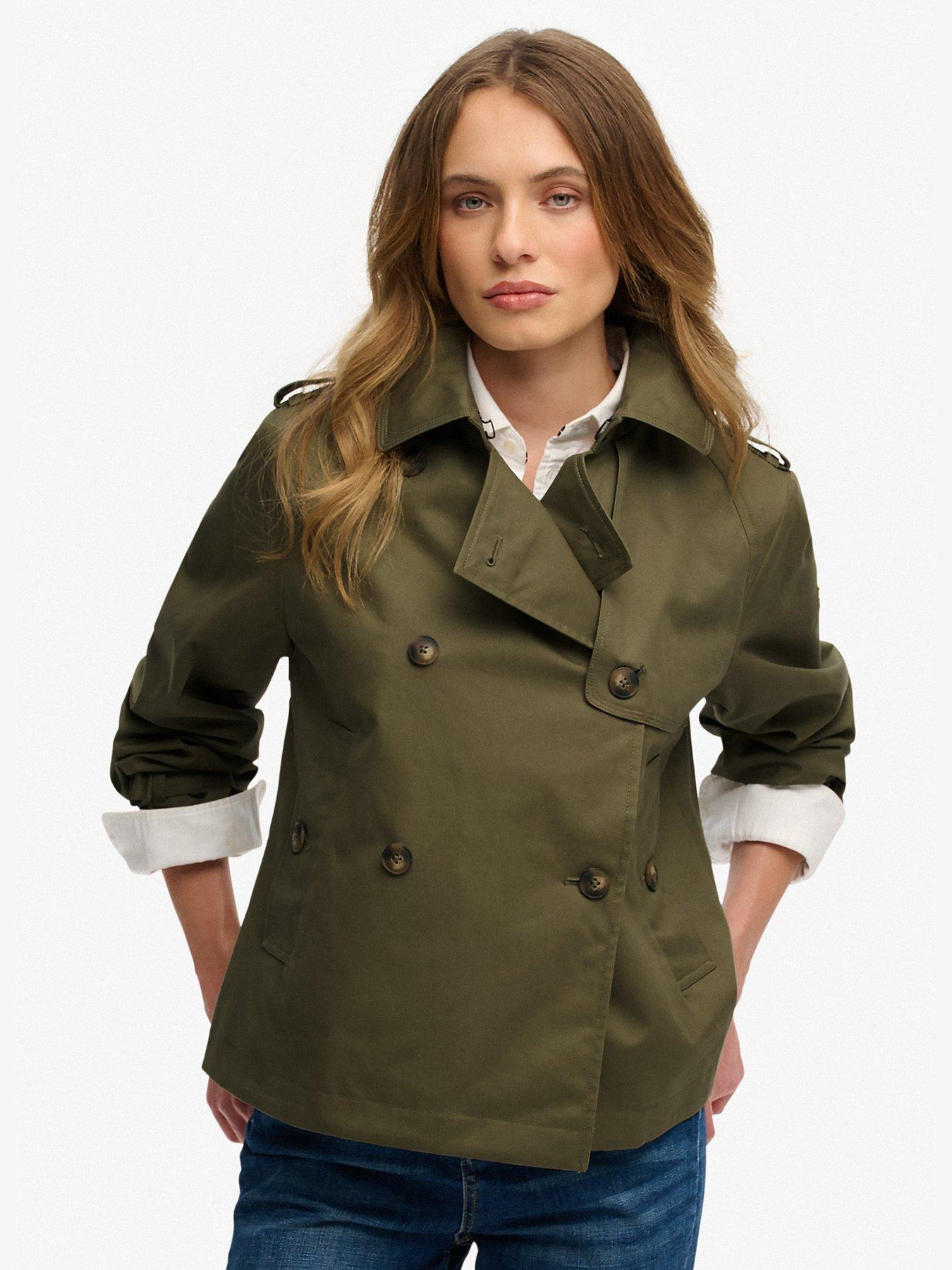 Image 5 of 7 of Superdry Short Trench Coat - Green