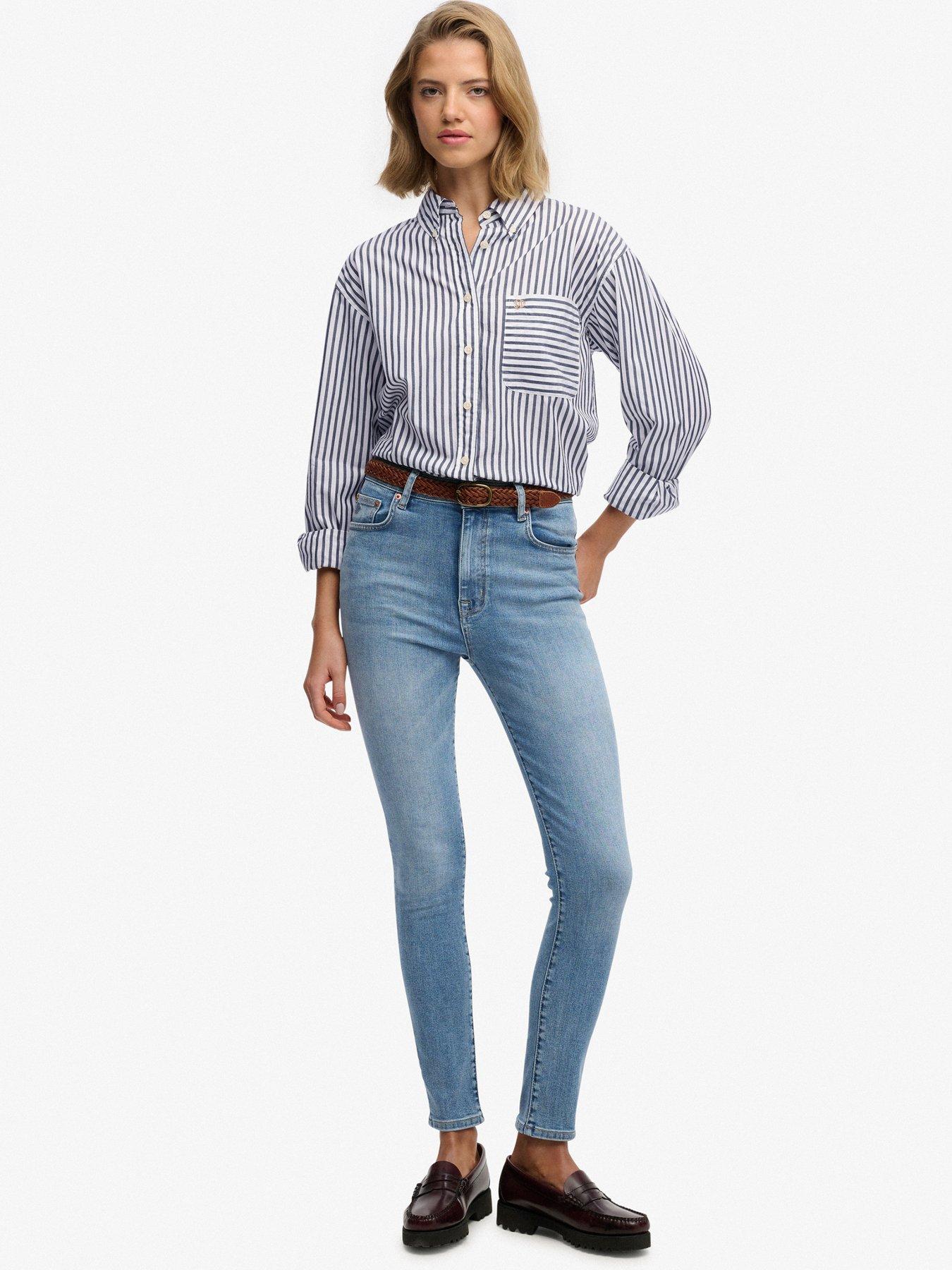 Image 3 of 6 of Superdry Poplin Relaxed Long Sleeve Shirt - Stripe