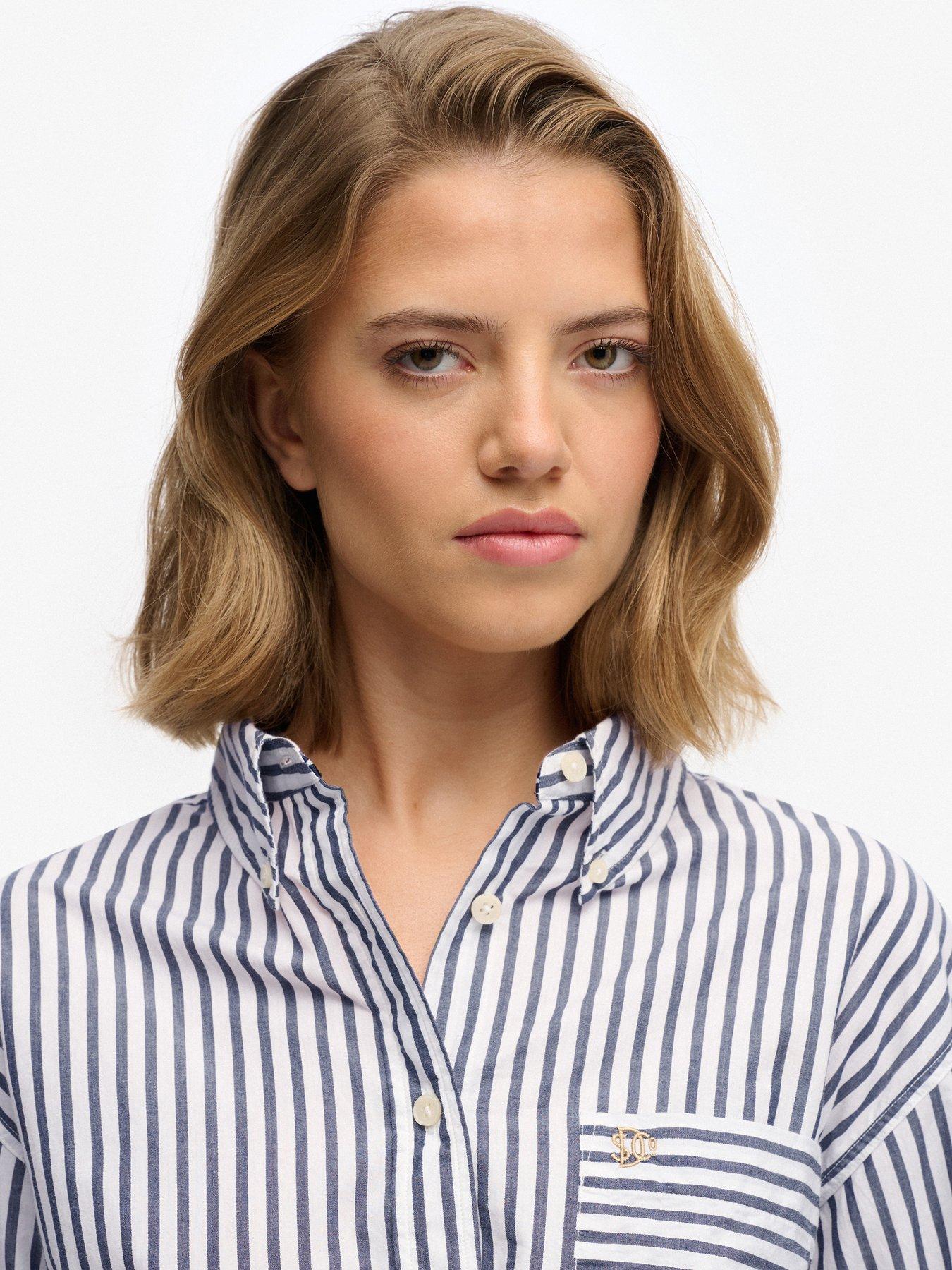 Image 4 of 6 of Superdry Poplin Relaxed Long Sleeve Shirt - Stripe