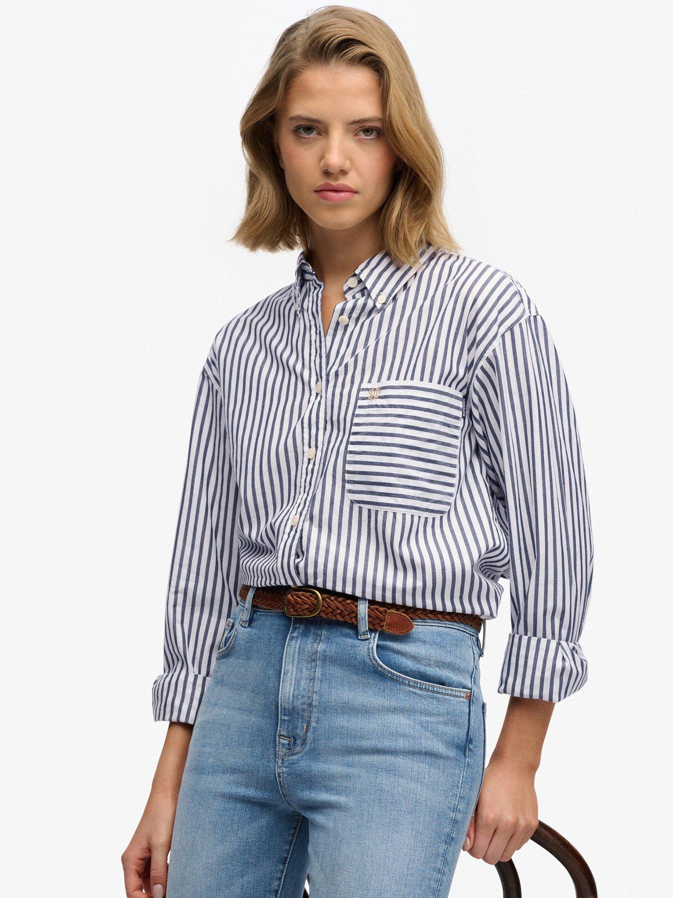 Image 5 of 6 of Superdry Poplin Relaxed Long Sleeve Shirt - Stripe