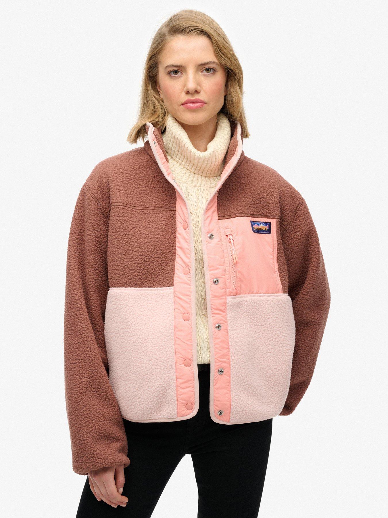 Superdry Colour Block Fleece Jacket - Brown