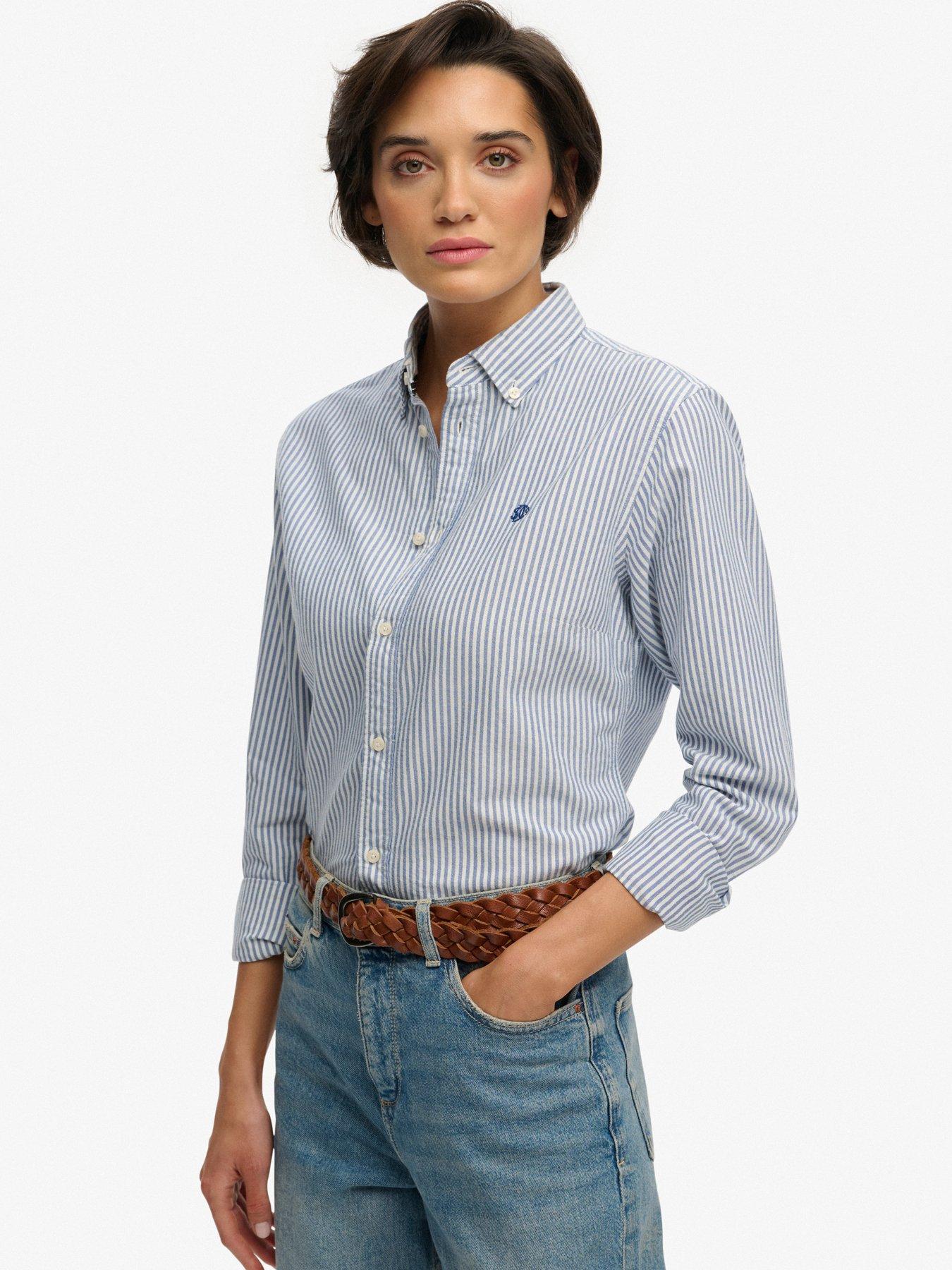 Image 1 of 7 of Superdry Slim Oxford Shirt - Blue