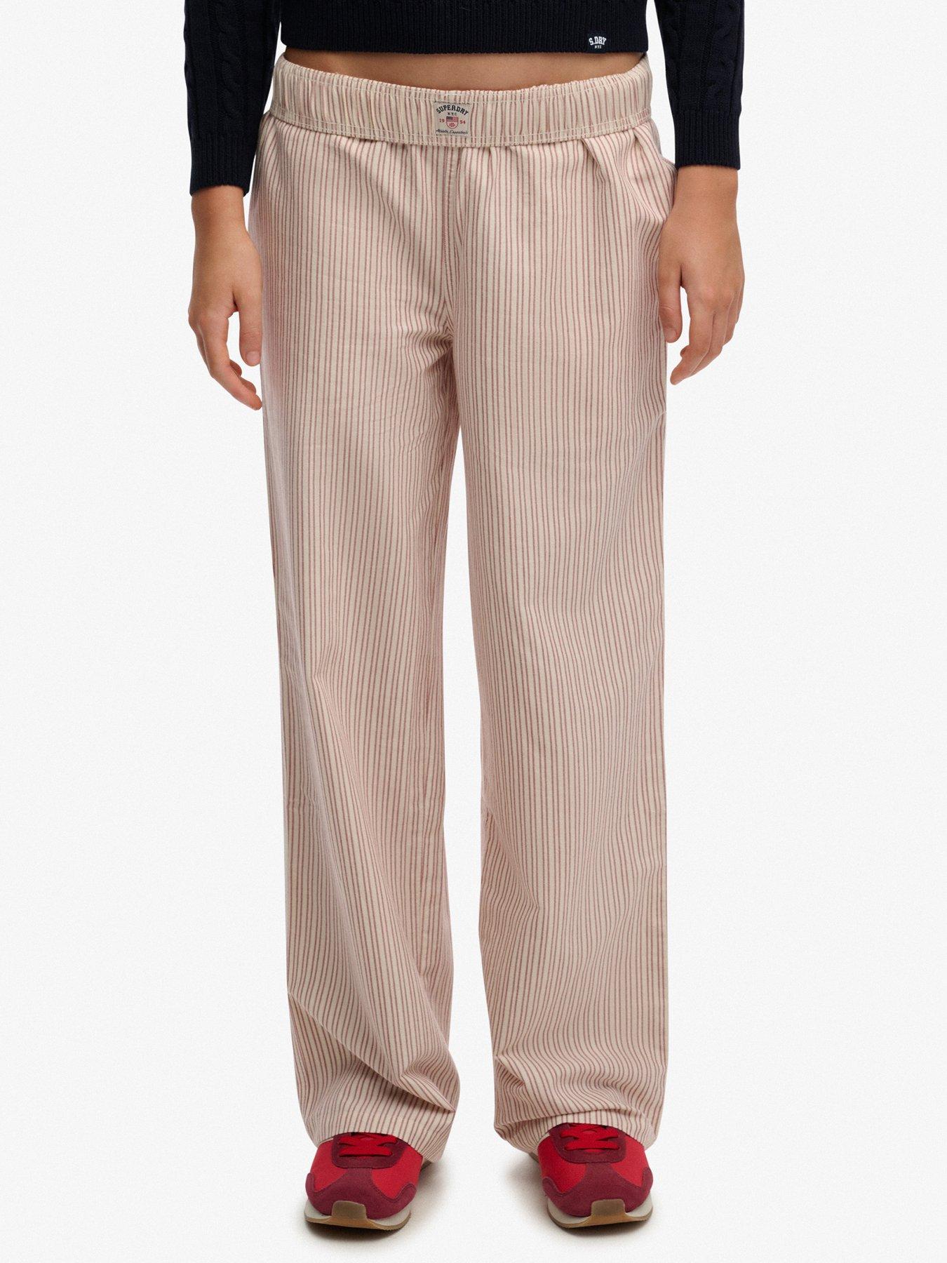 Image 1 of 7 of Superdry Cotton Stripe Elastic Trouser - Red
