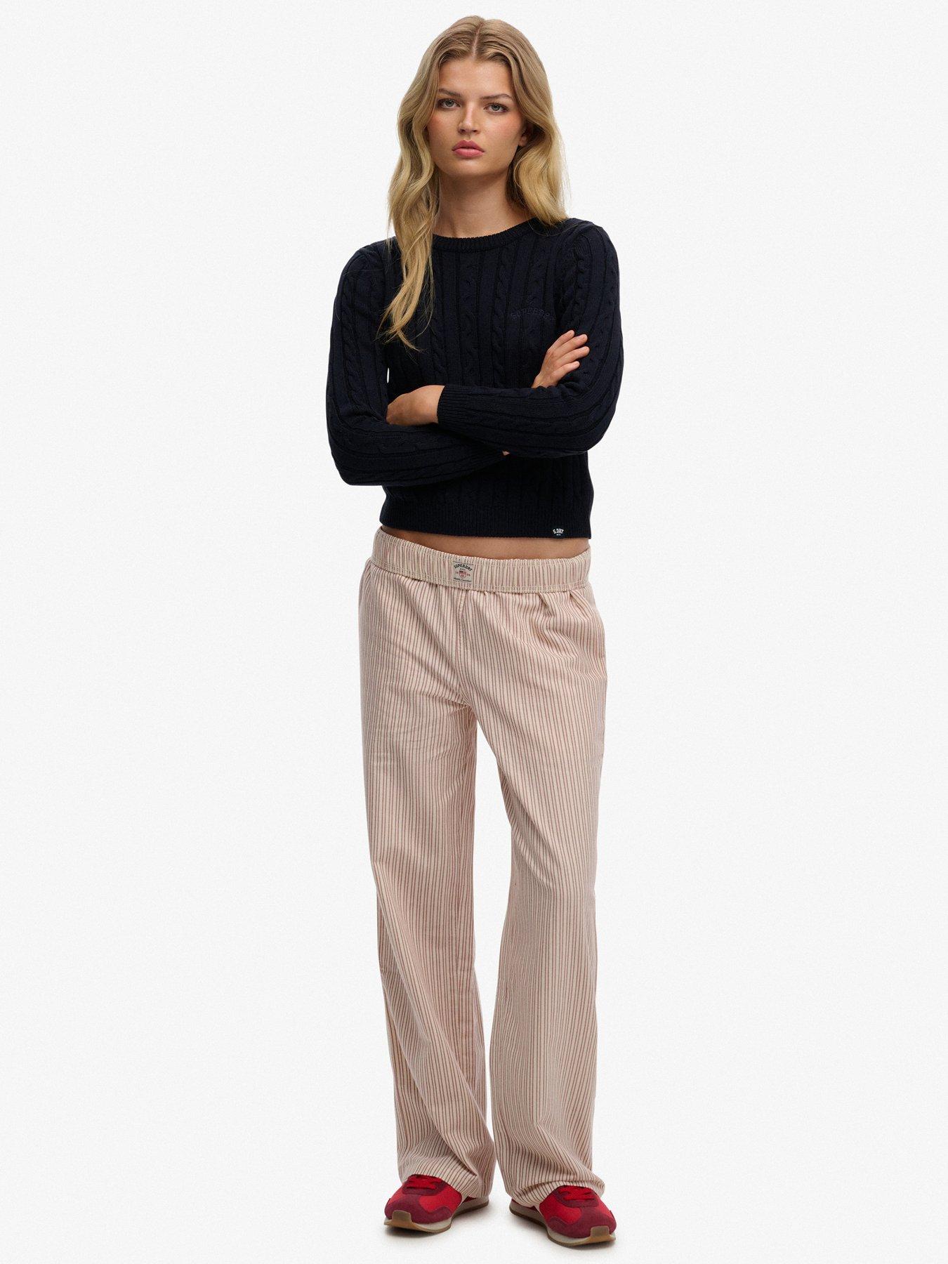 Image 3 of 7 of Superdry Cotton Stripe Elastic Trouser - Red