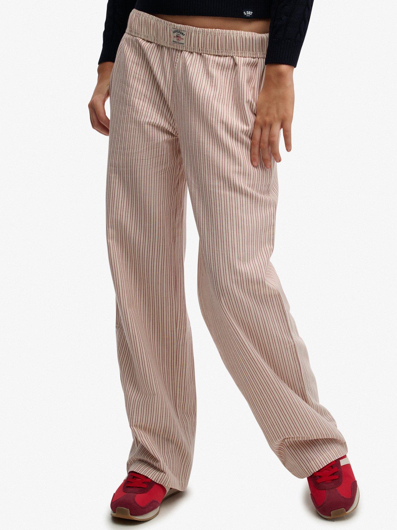 Image 5 of 7 of Superdry Cotton Stripe Elastic Trouser - Red