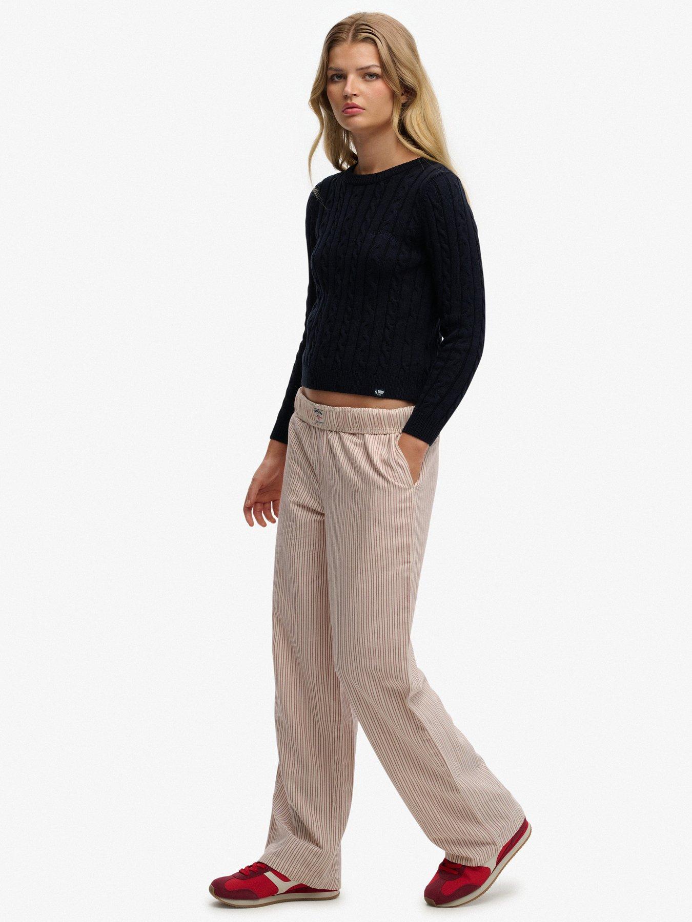 Image 6 of 7 of Superdry Cotton Stripe Elastic Trouser - Red