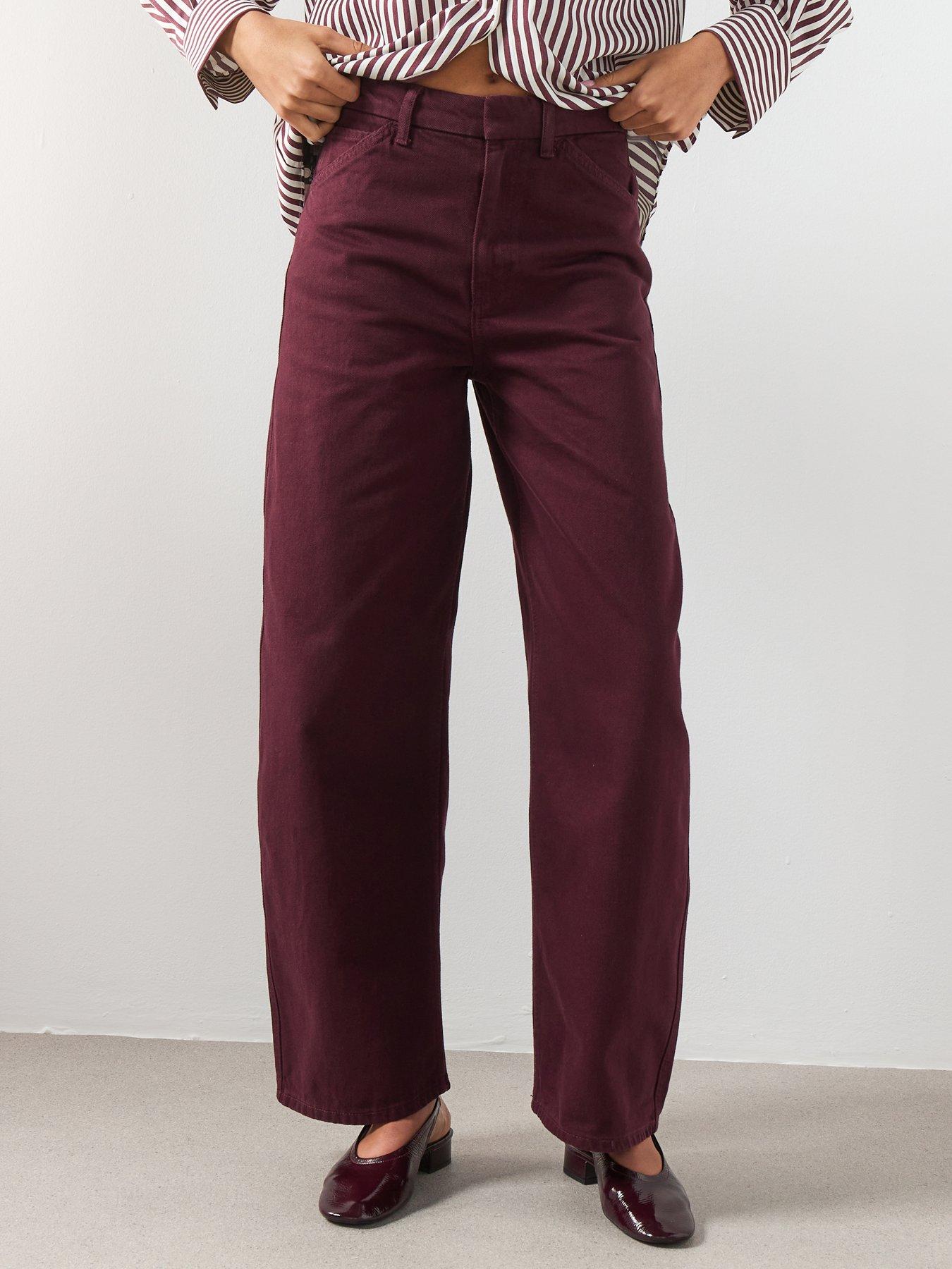 Image 1 of 6 of Mango Mid-rise Balloon Jeans - Red