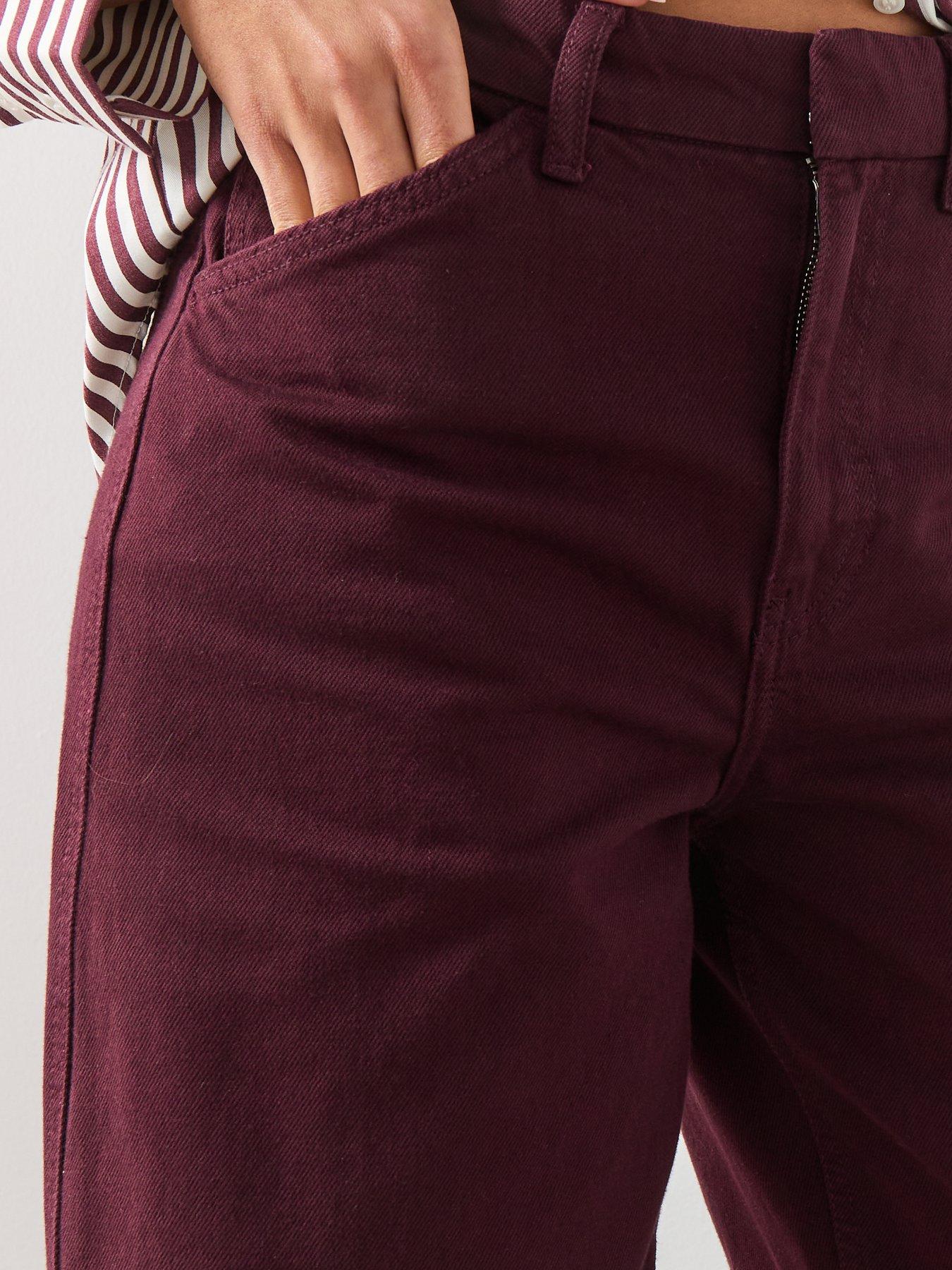 Image 4 of 6 of Mango Mid-rise Balloon Jeans - Red