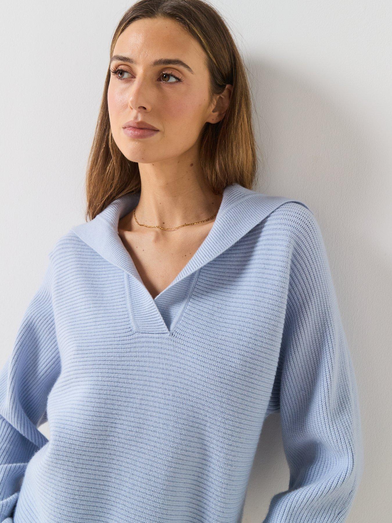 mango-v-neck-knit-sweater-bluedetail