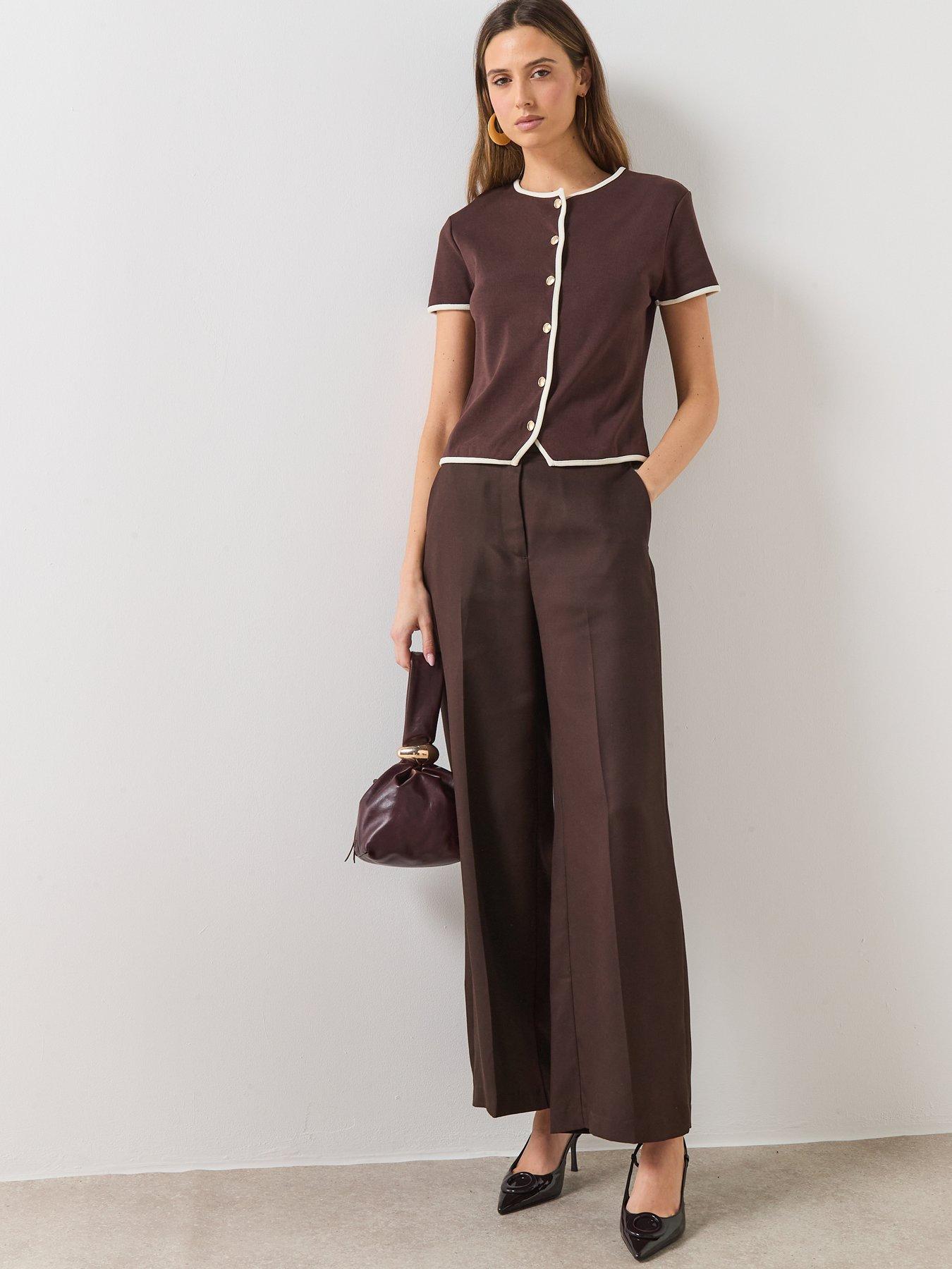 mango-buttoned-cotton-t-shirt-brownback