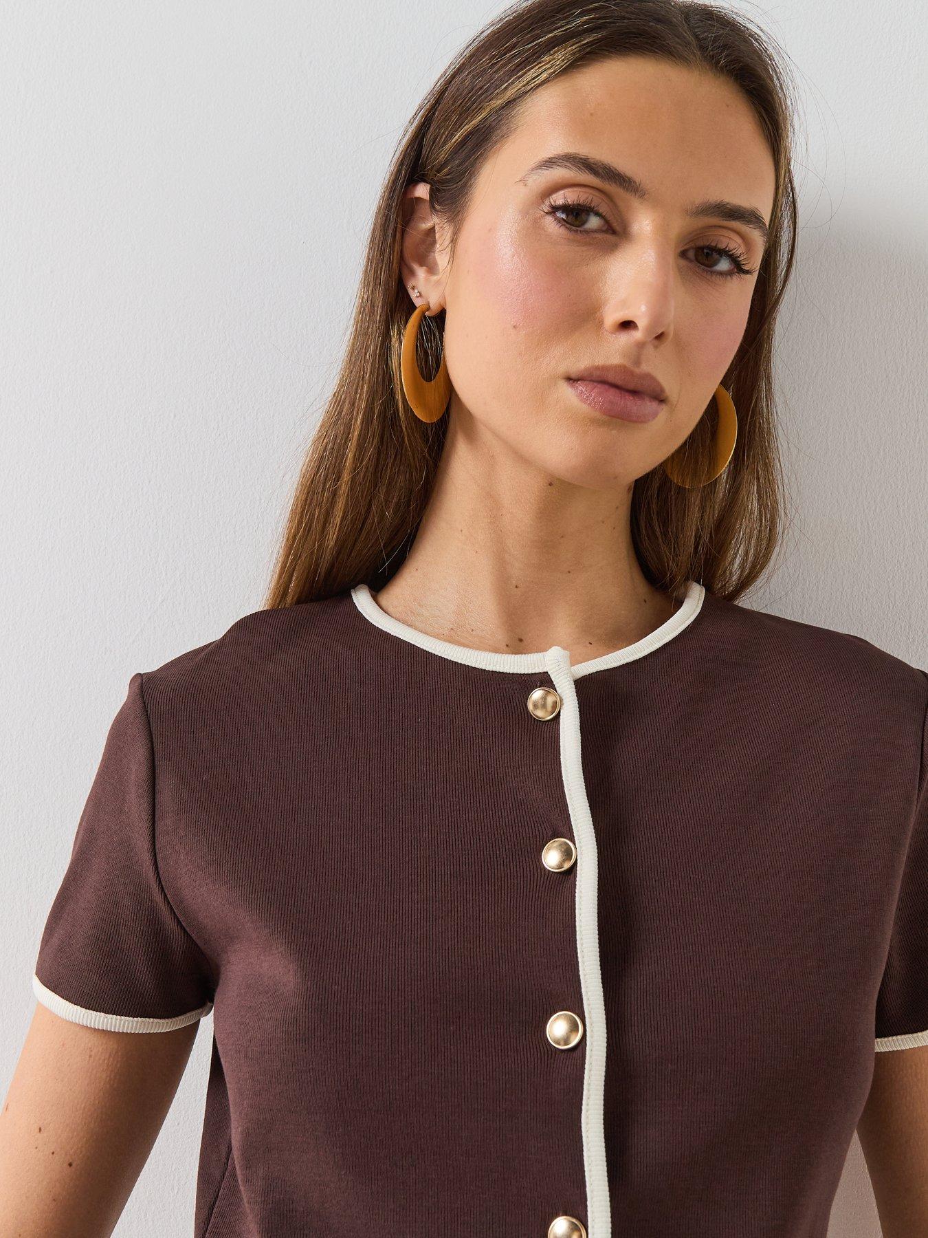 mango-buttoned-cotton-t-shirt-brownoutfit