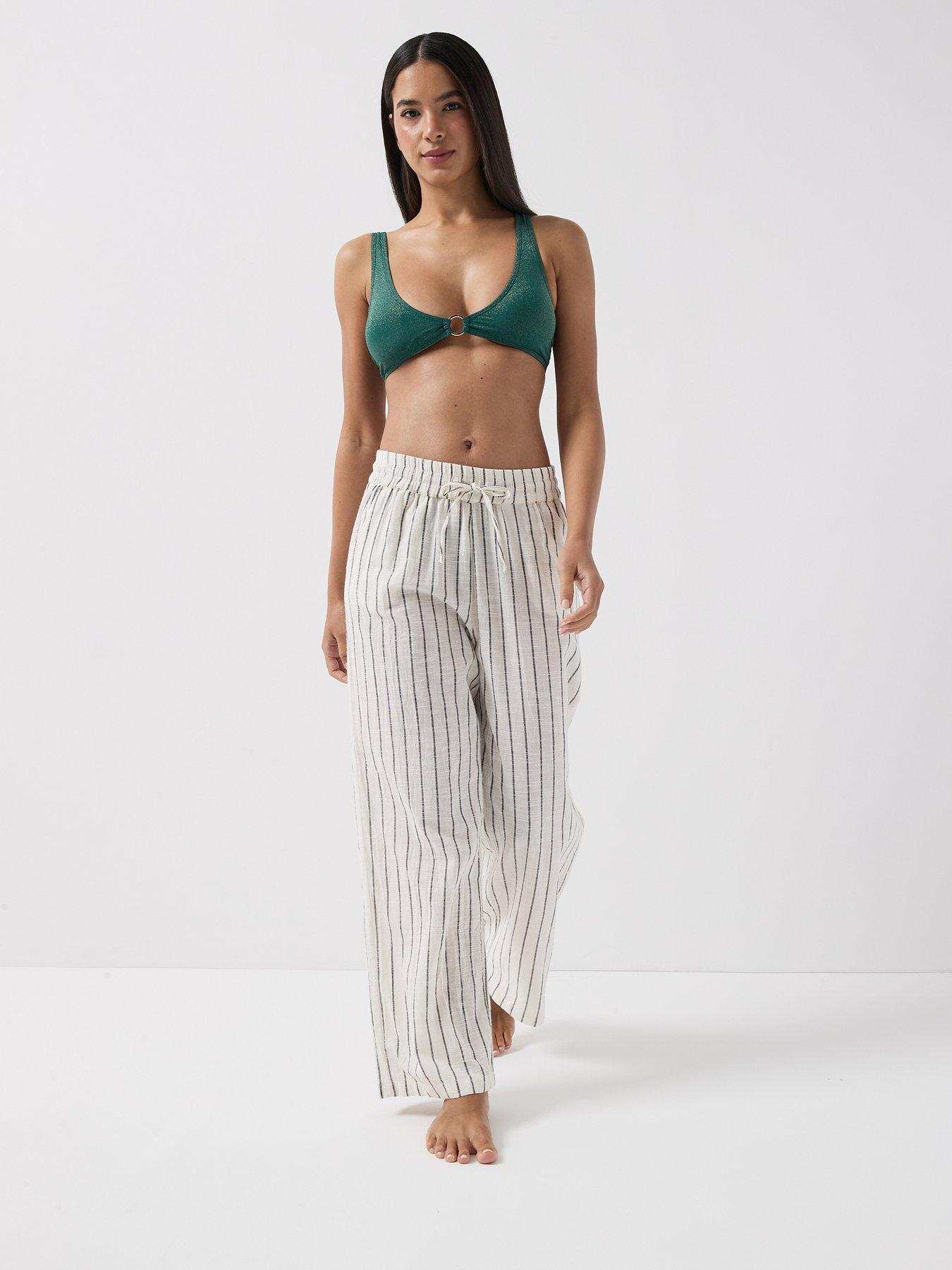 Image 3 of 6 of PIECES Laomi Lurex Bikini Ring Top - Green