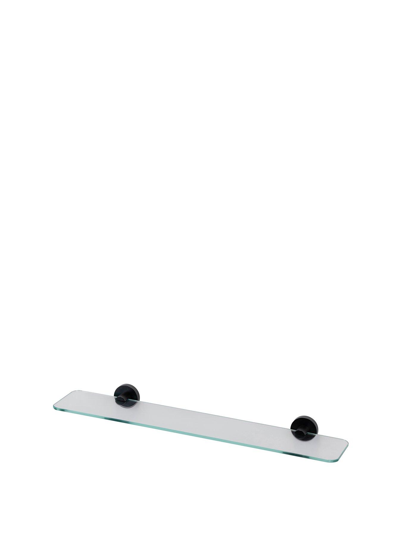 croydex-metra-glass-shelf-with-matt-black-flexi-fix-bracketsstillFront
