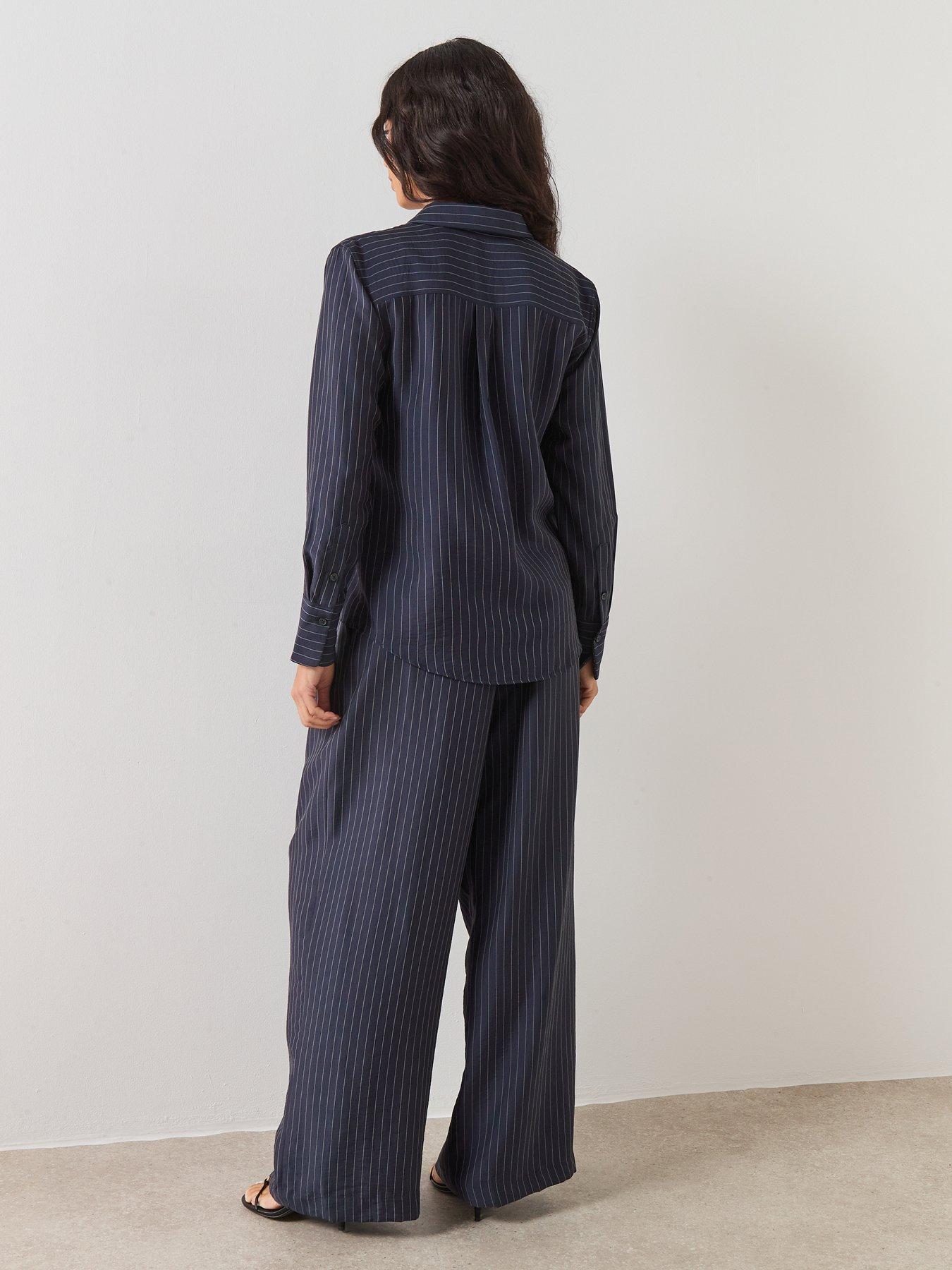 Image 2 of 6 of Mango Pinstripe Shirt - Blue