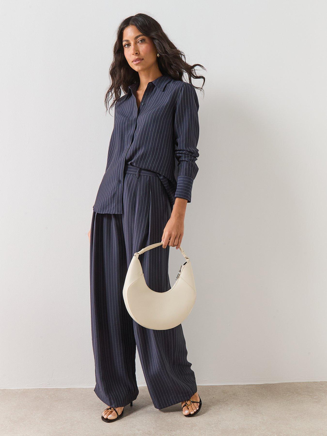 Image 3 of 6 of Mango Pinstripe Shirt - Blue