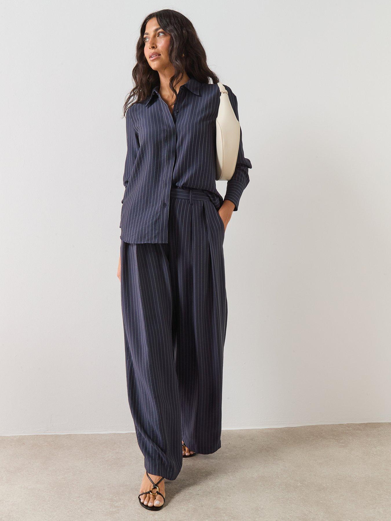 Image 5 of 6 of Mango Pinstripe Shirt - Blue