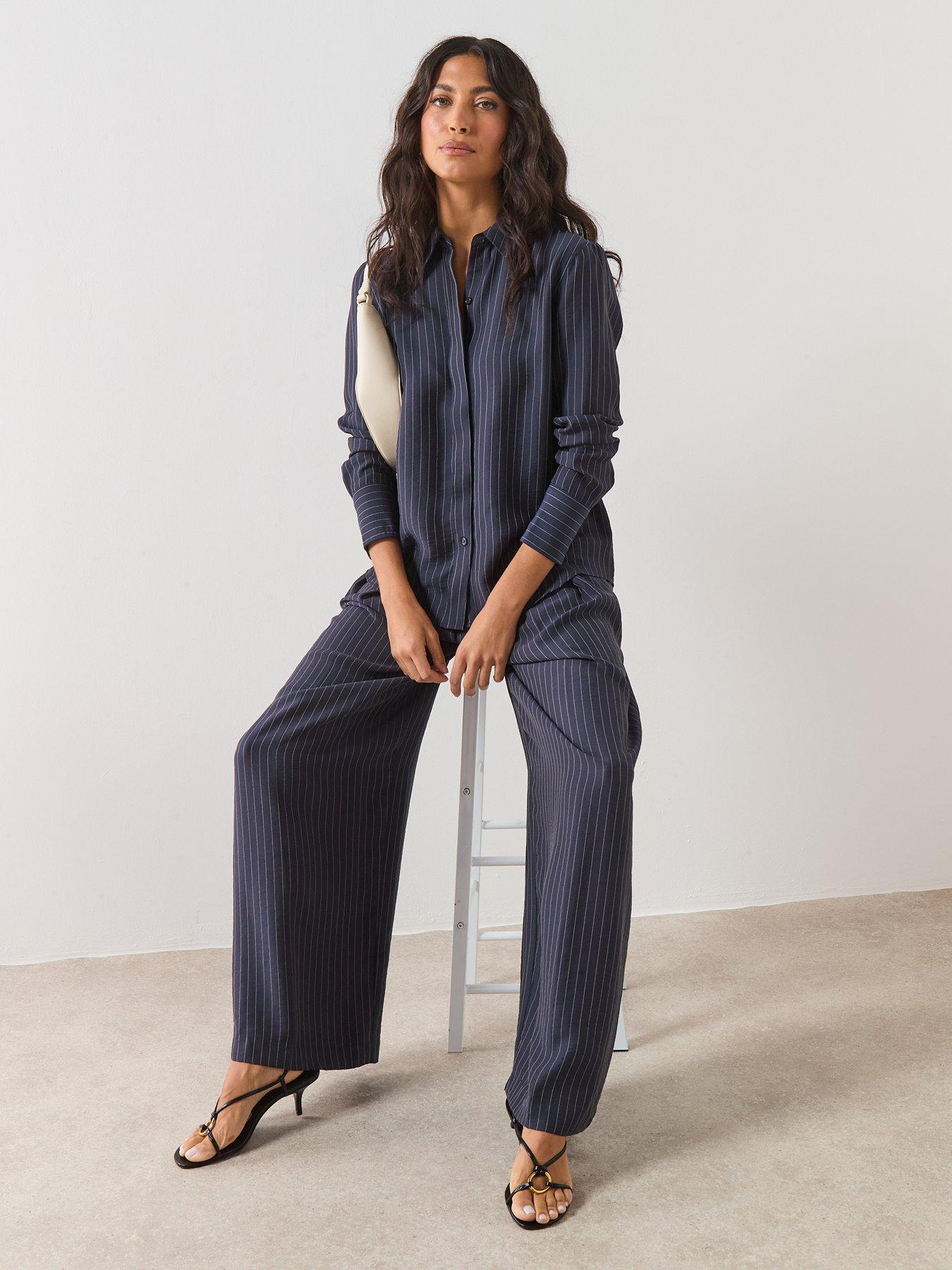 Image 6 of 6 of Mango Pinstripe Shirt - Blue