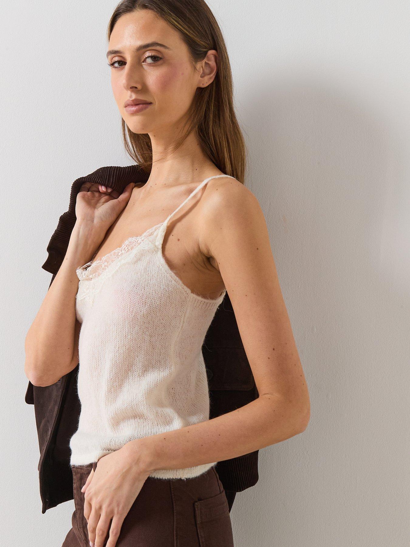 Image 5 of 5 of Mango Top With Lace Neck - Cream