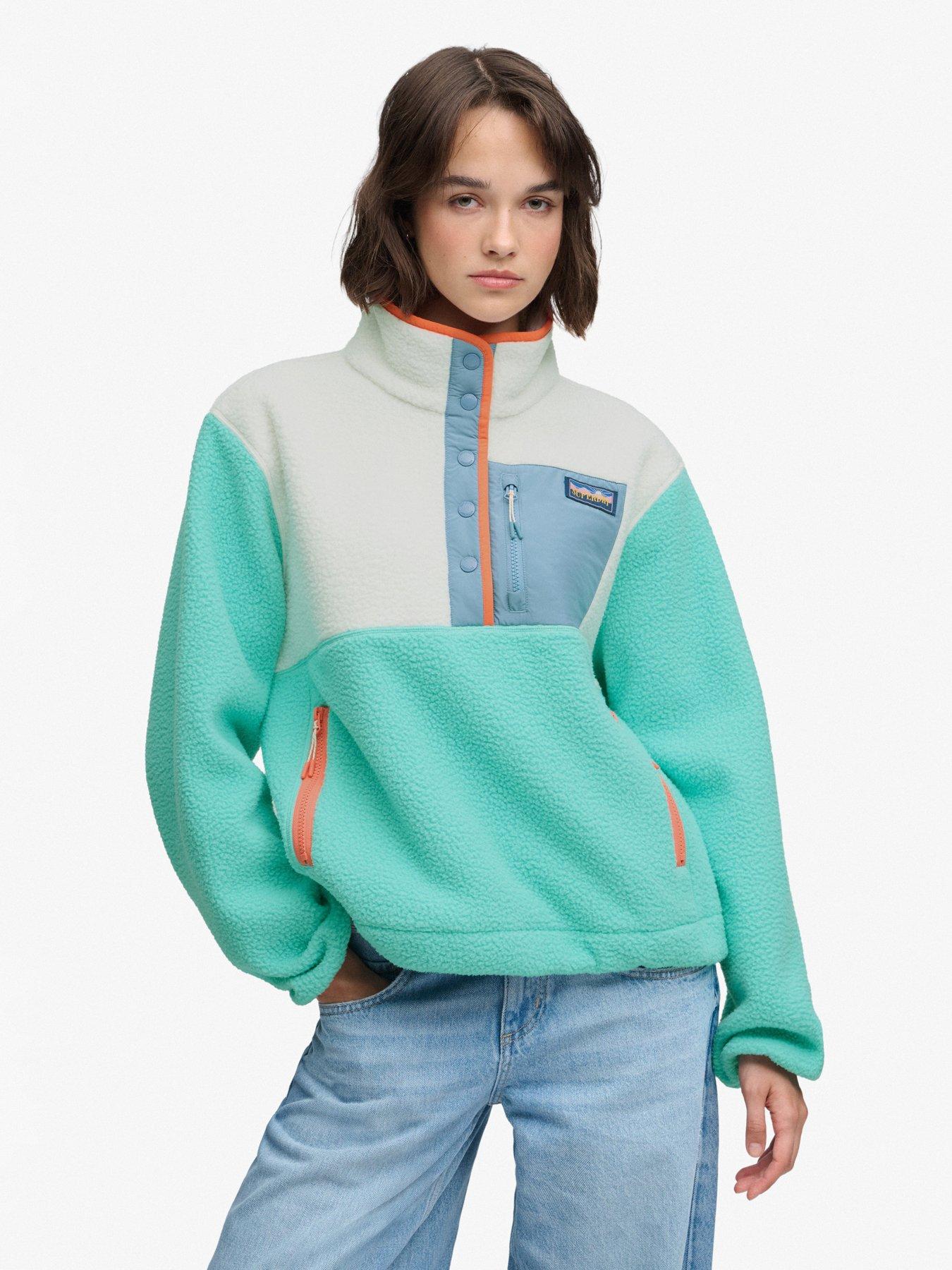 Superdry Colour Block Fleece Pull Over - Green