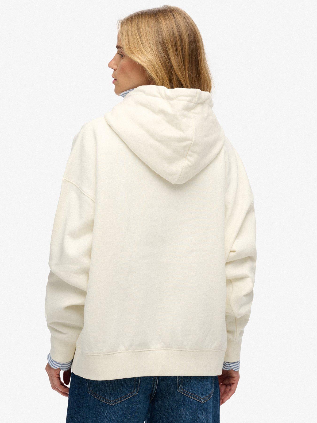Image 2 of 6 of Superdry Luxe Casual Relaxed Hoodie - Cream