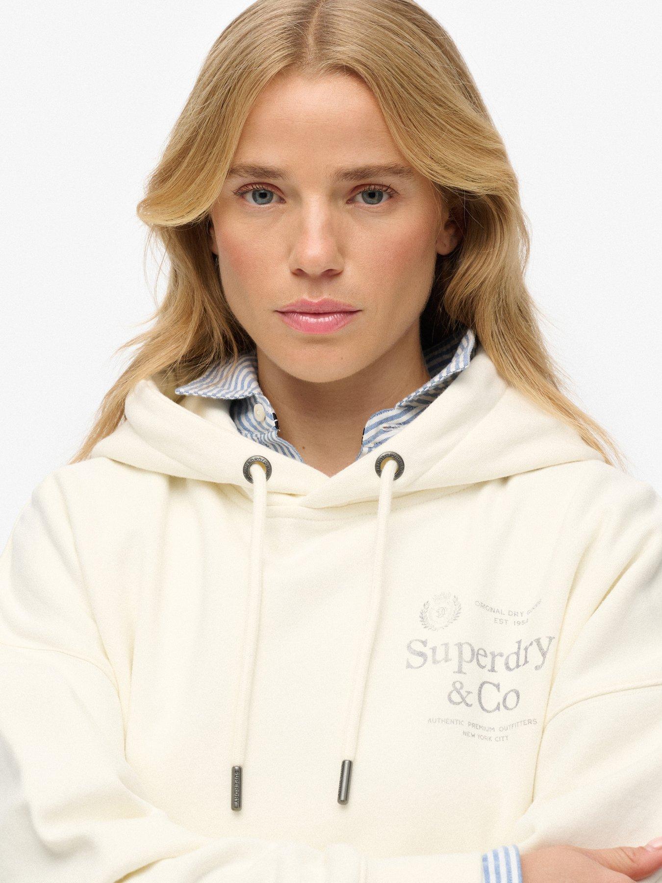 Image 4 of 6 of Superdry Luxe Casual Relaxed Hoodie - Cream