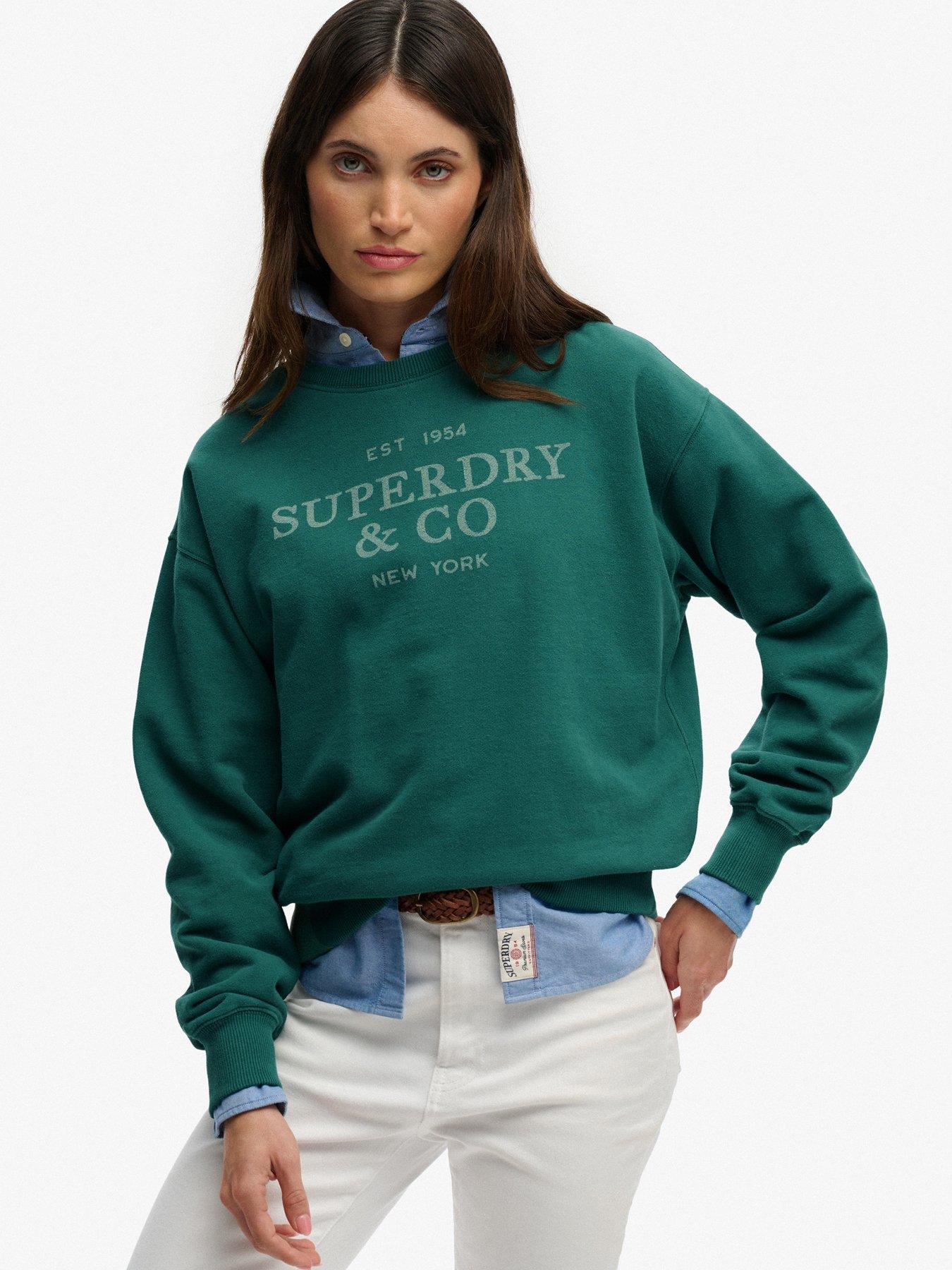 Superdry Luxe Casual Loose Crew Neck Sweatshirt - Green
